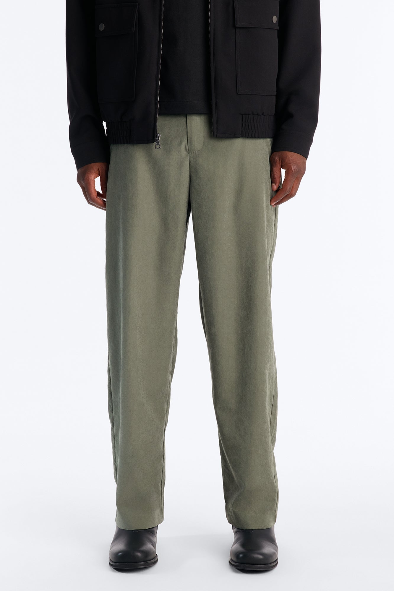 Neo Faux Suede Straight Leg Trouser - Olive image 6