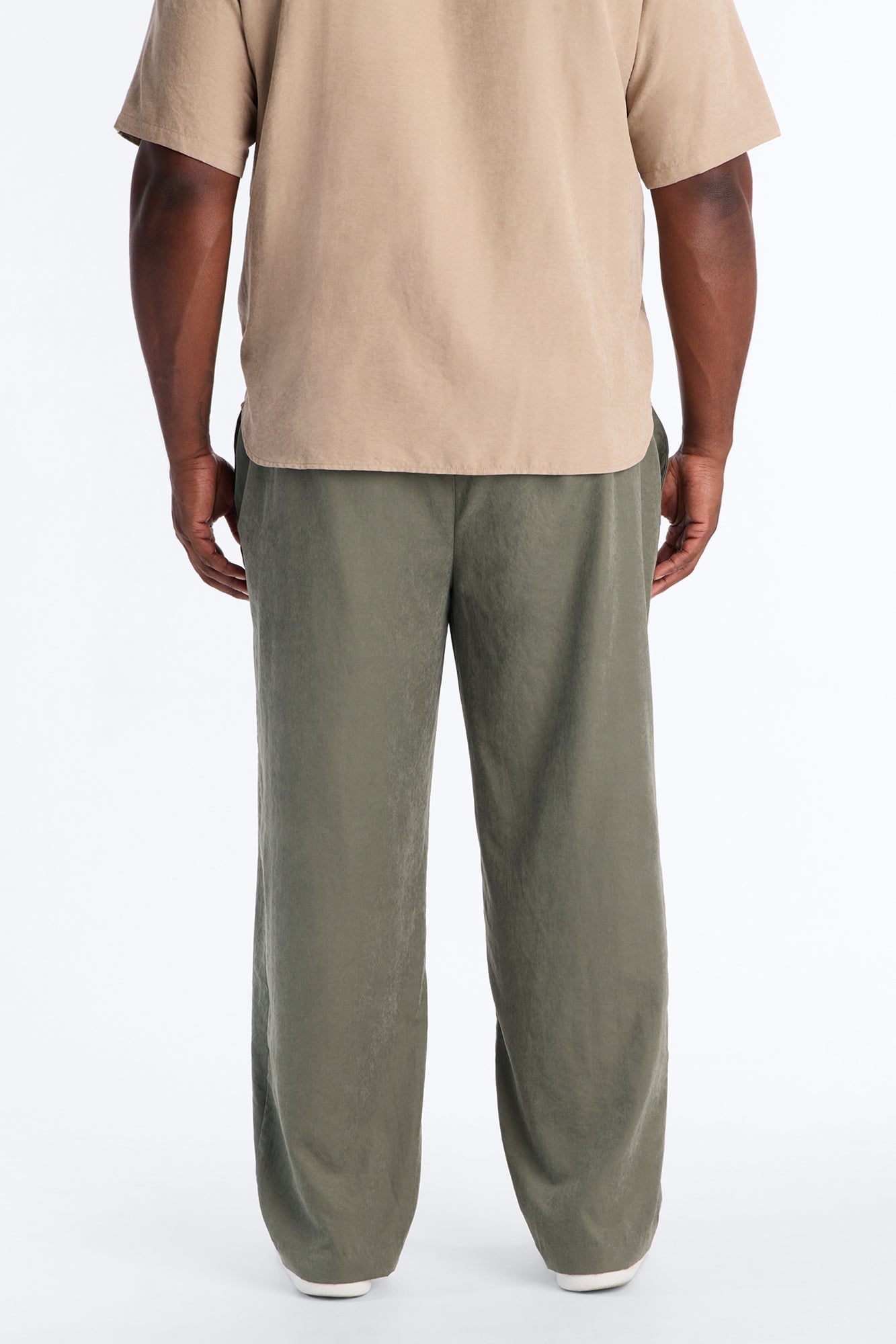 Neo Faux Suede Straight Leg Trouser - Olive image 3