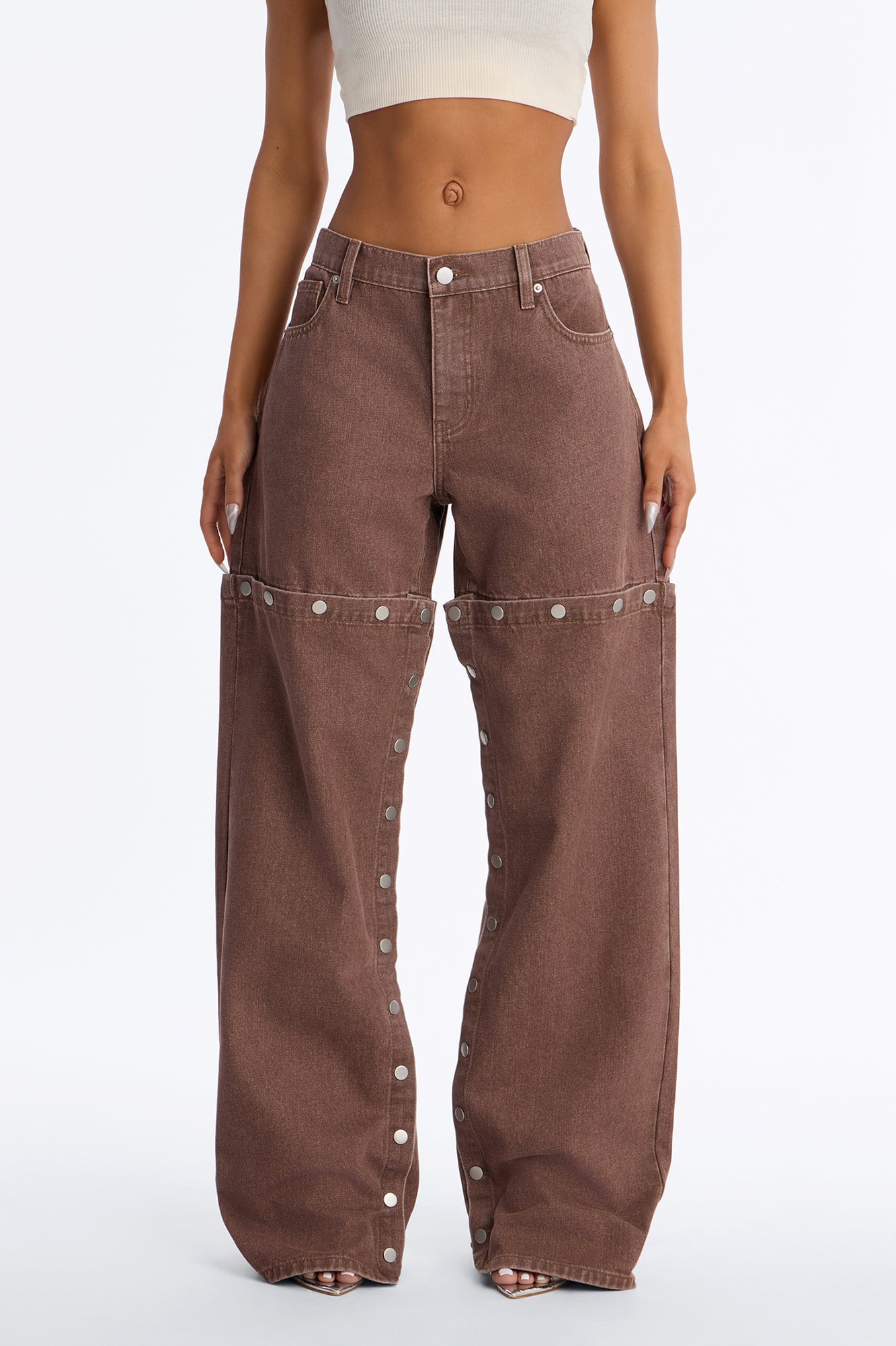 Laurel Canyon Snap Straight Leg Jeans - Brown image 1