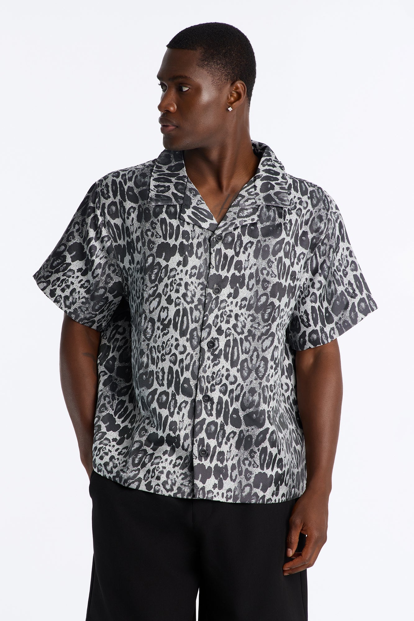 Night Prowl Relaxed Cuban Collar Shirt - Grey/combo image 5