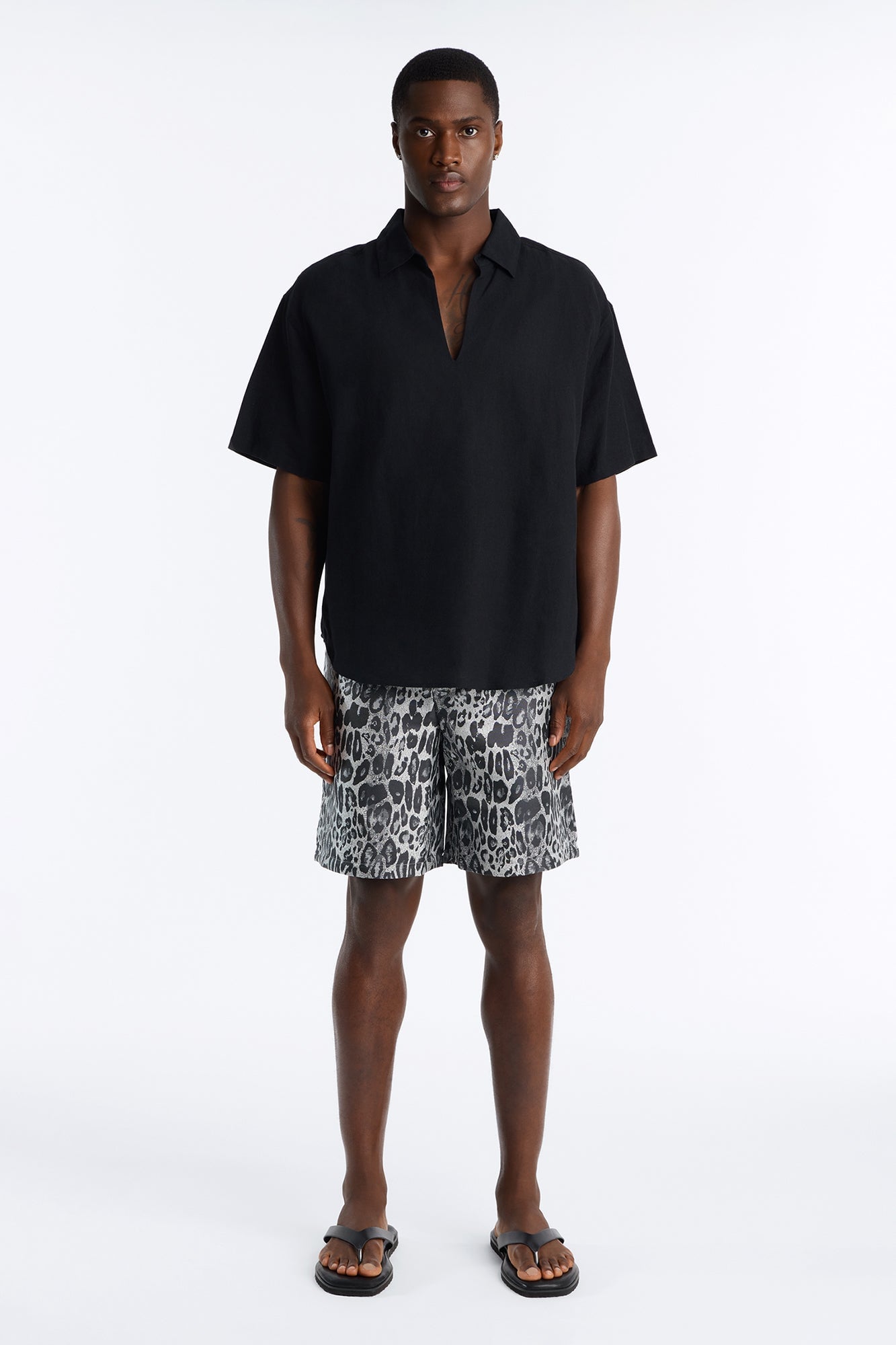 Onyx Leopard Relaxed Short - Grey/combo image 6
