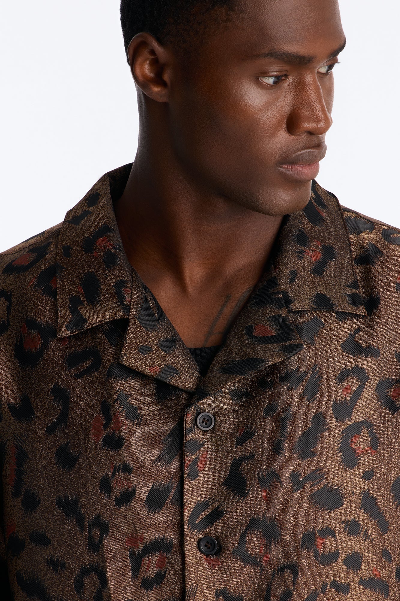 Dune Leopard Cuban Collar Button Up Shirt - Brown/combo image 7