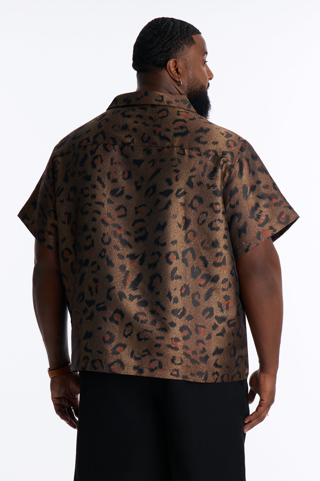 Dune Leopard Cuban Collar Button Up Shirt - Brown/combo image 4