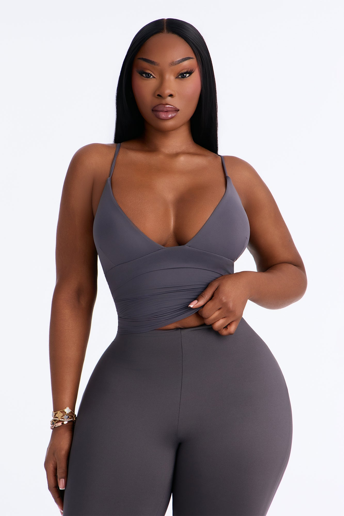 Second Skin Deep U Neck Cami - Charcoal image 1