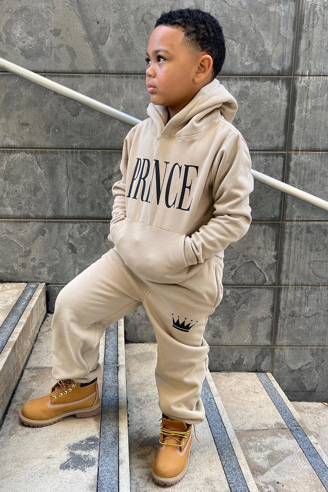 Family Goals Mini Prince Hoodie - Taupe image 4