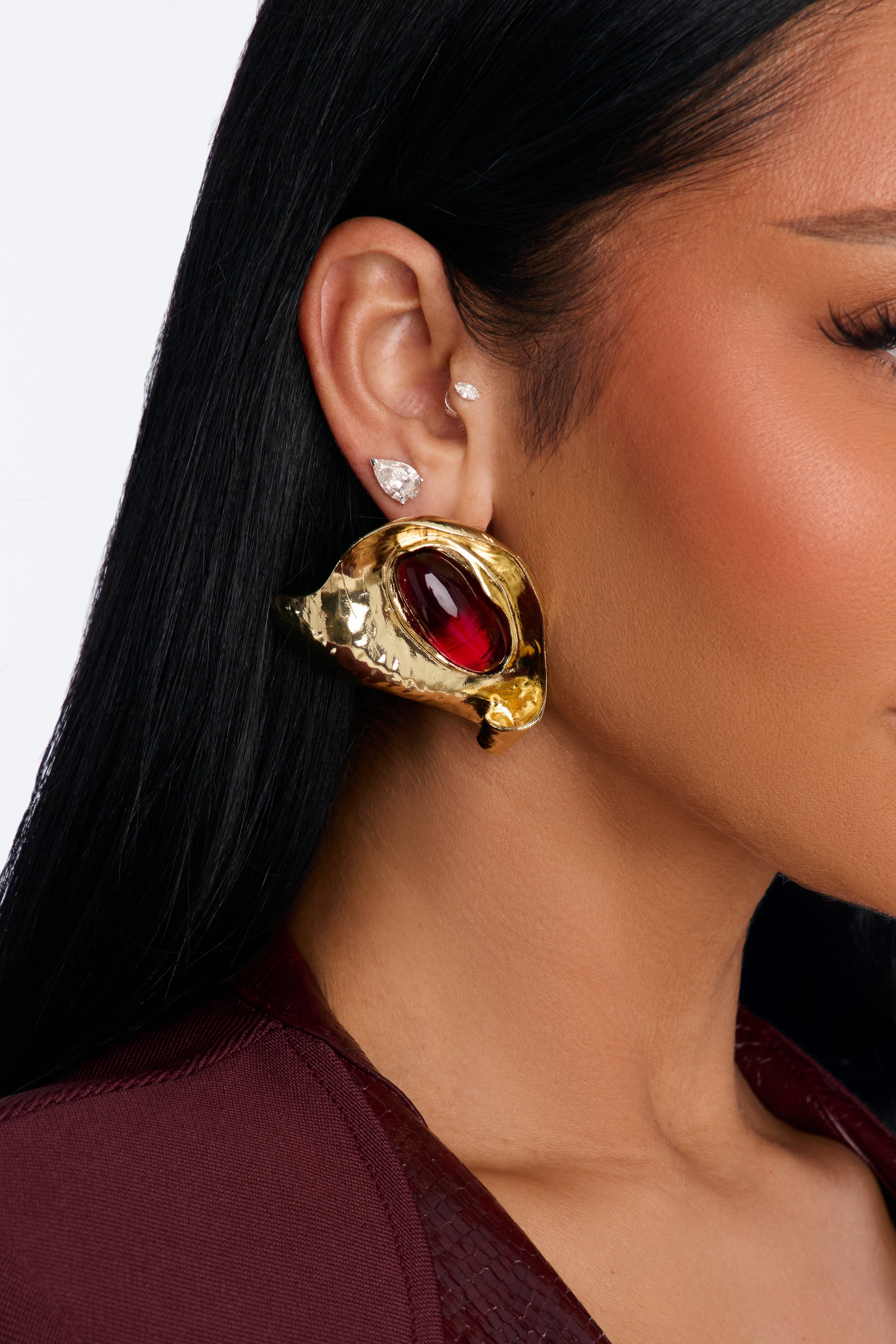 Kind Soul Jeweled Drop Earrings - Burgundy/combo image 2