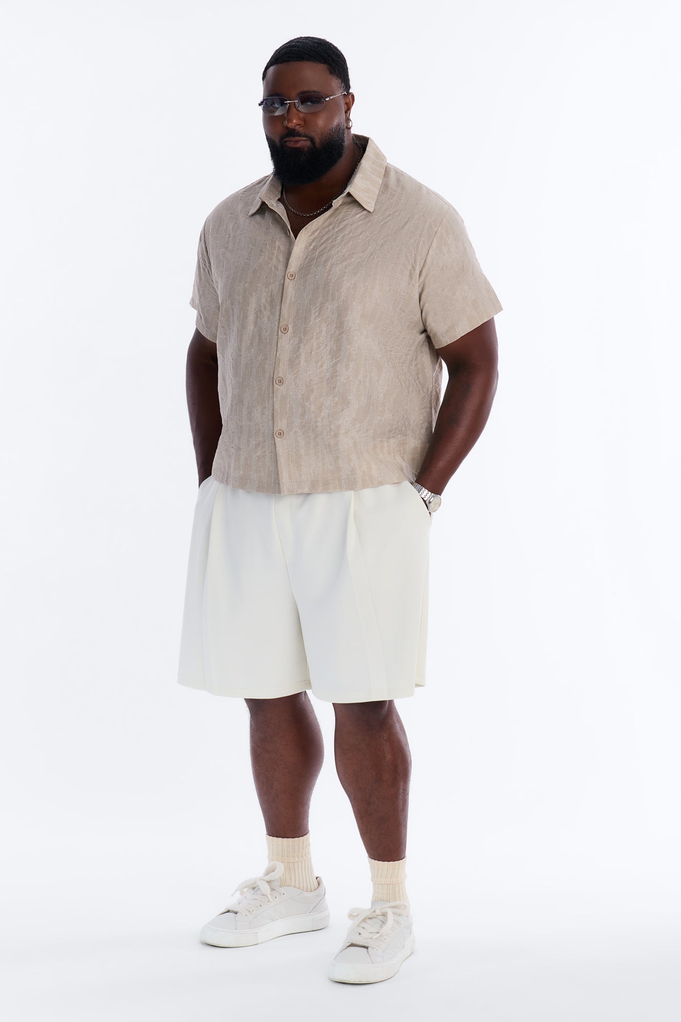 Savanna Textured Button Up Shirt - Oatmeal image 2