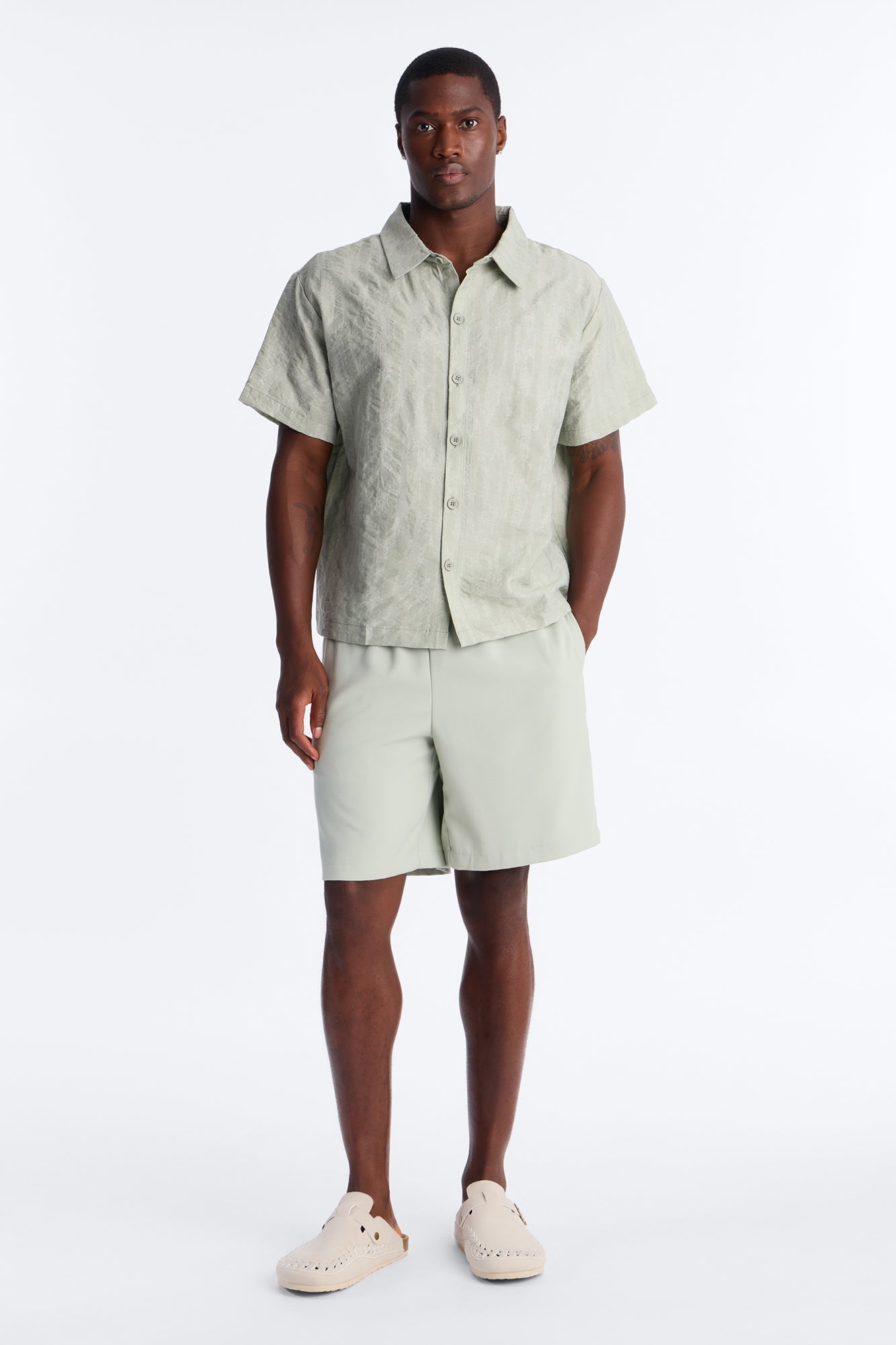 Savanna Textured Button Up Shirt - Sage image 6