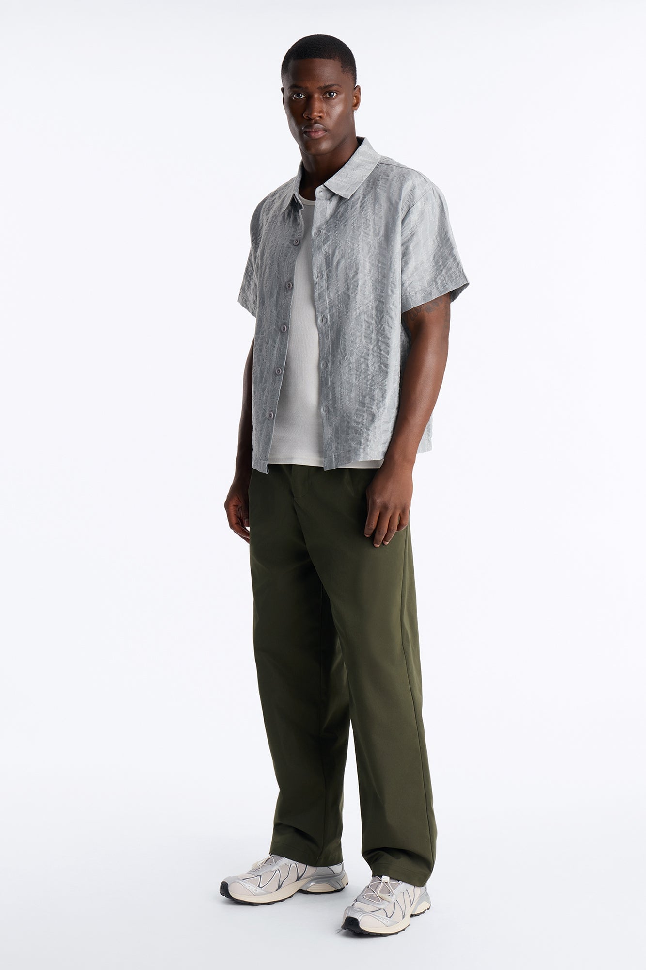 Savanna Textured Button Up Shirt - SlateBlue image 6