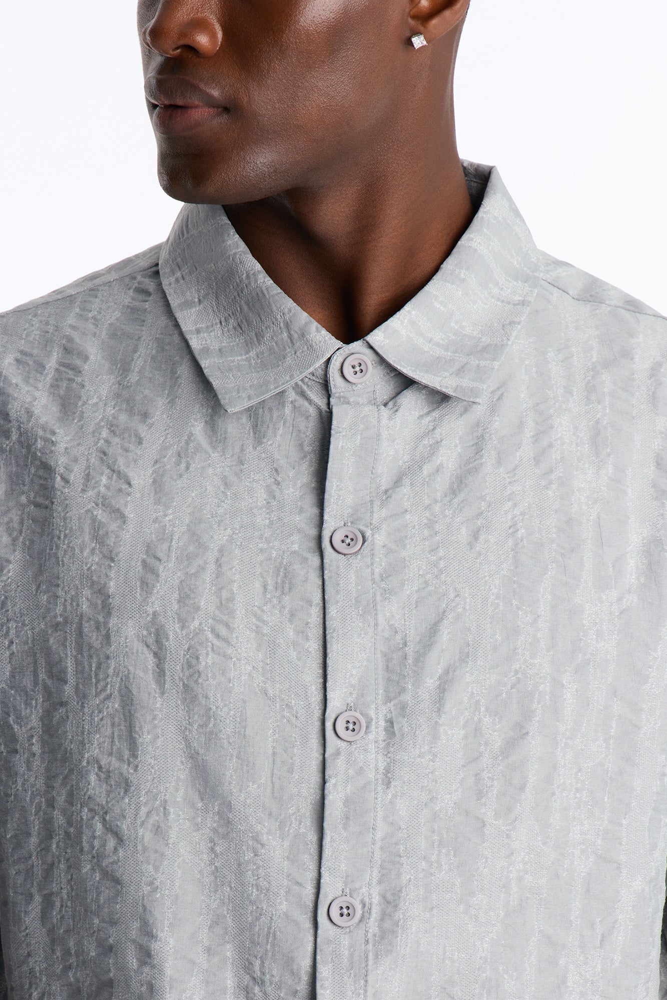 Savanna Textured Button Up Shirt - SlateBlue image 8