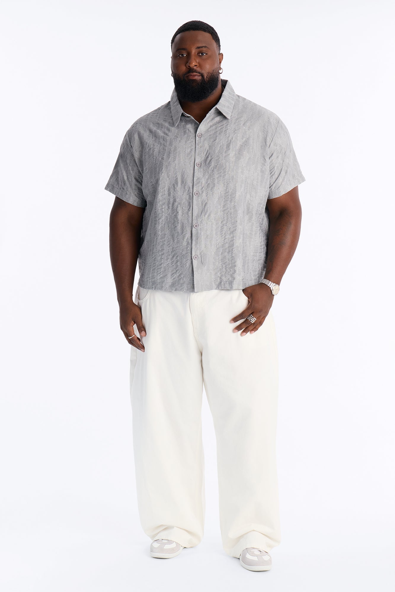 Savanna Textured Button Up Shirt - SlateBlue image 2