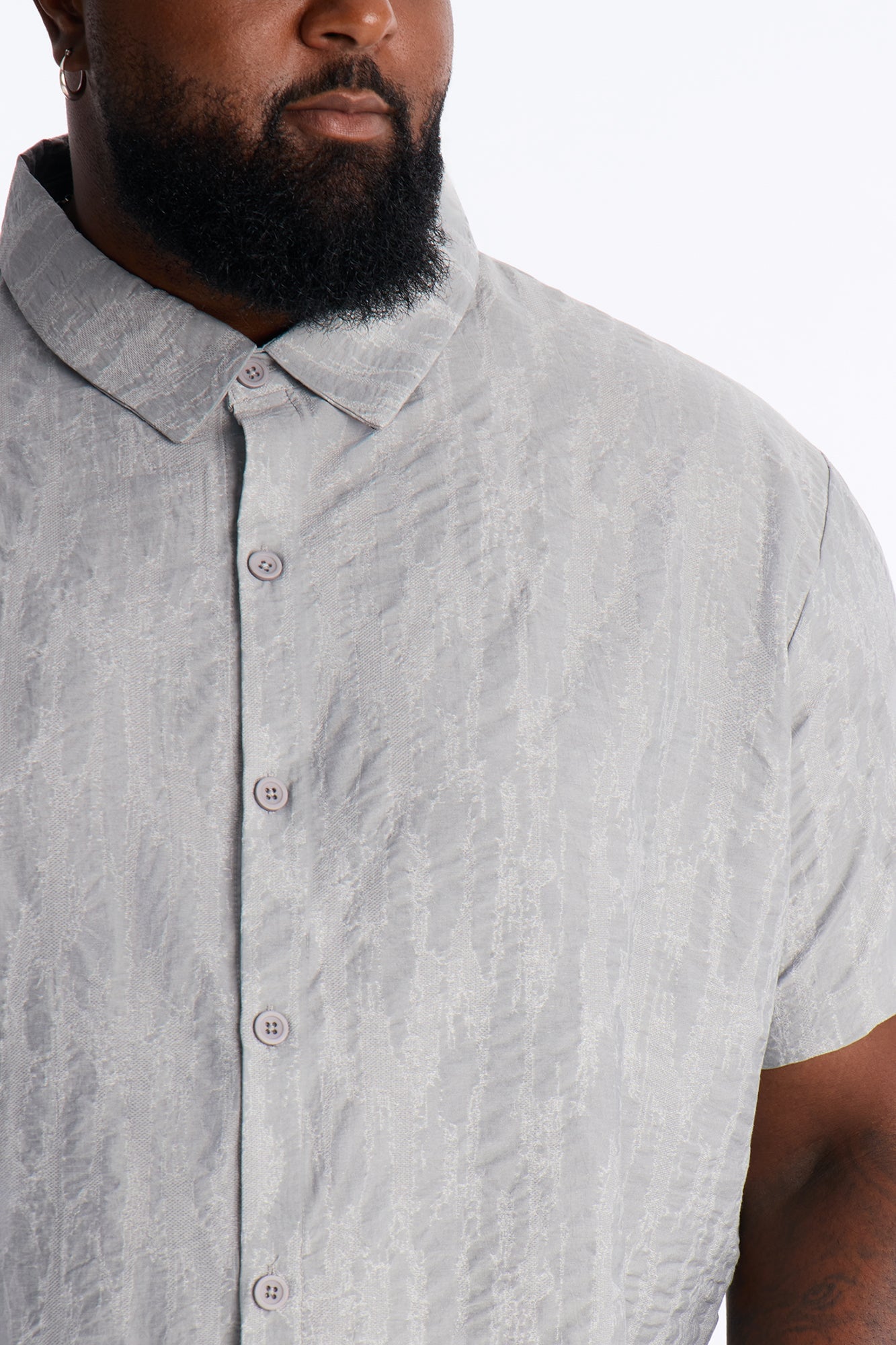 Savanna Textured Button Up Shirt - SlateBlue image 4