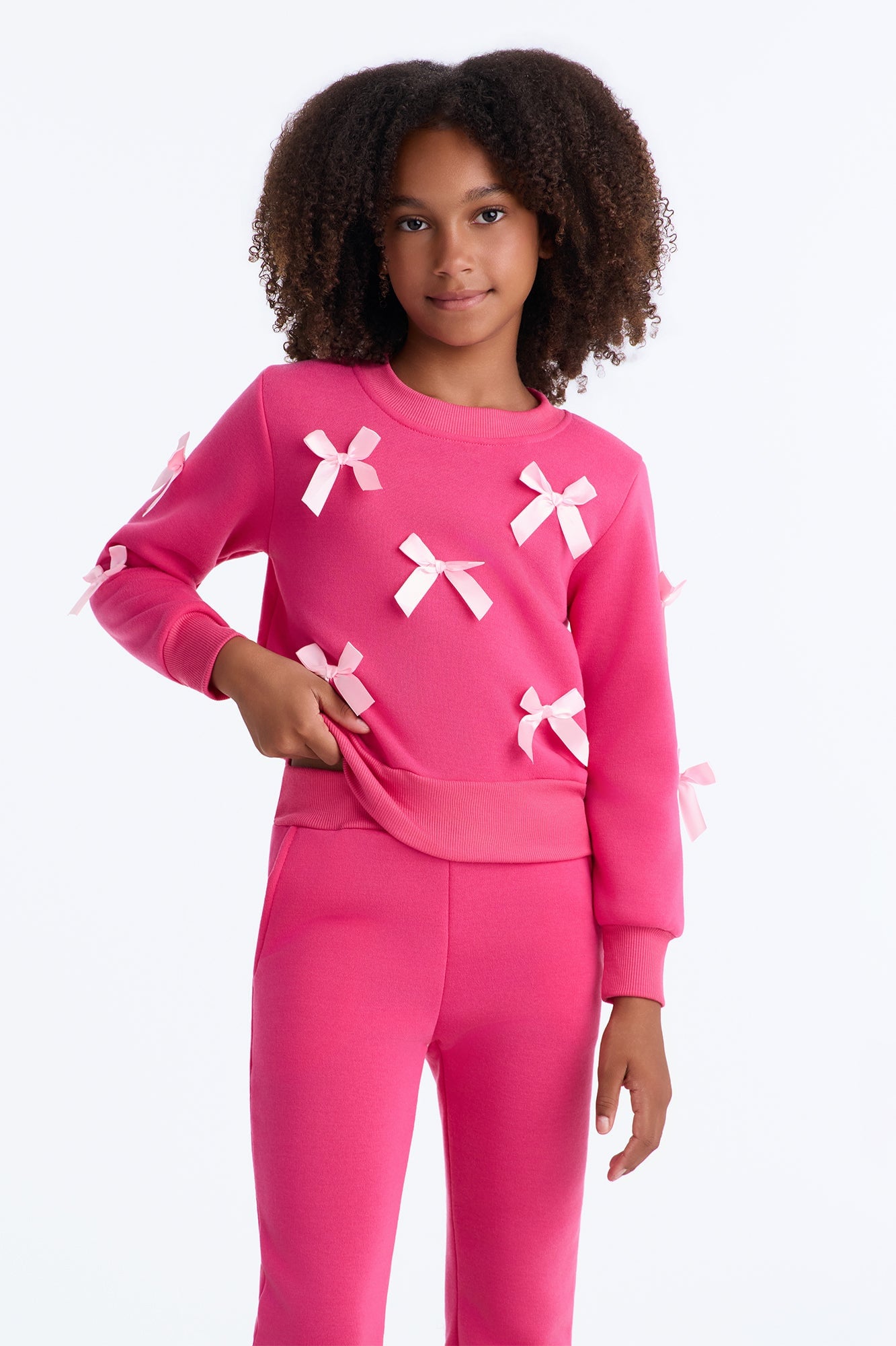 Mini Simply The Prettiest Sweatshirt And Pant Set - Hot Pink image 2