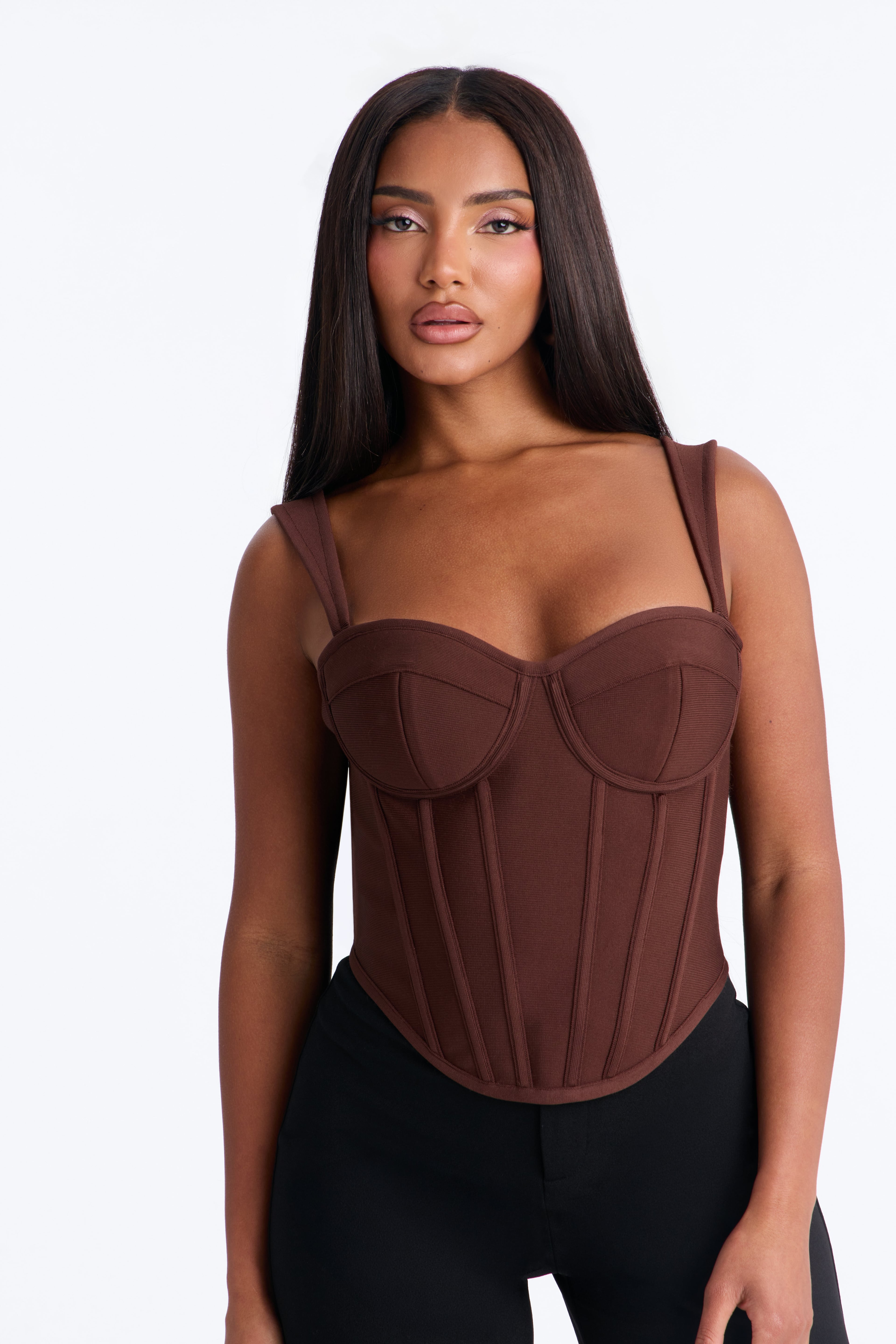 Cece Bandage Corset Top - Chocolate image 5