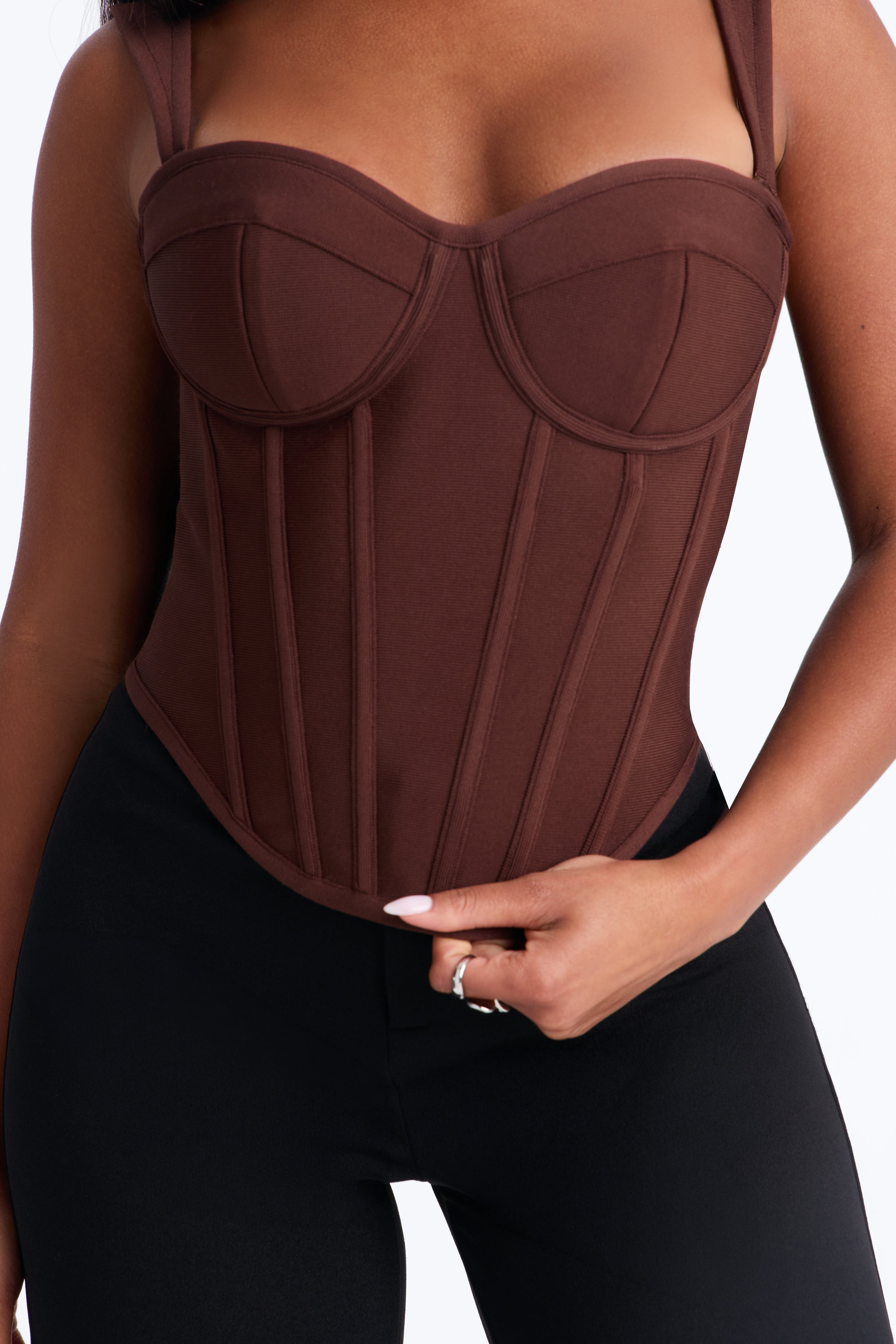 Cece Bandage Corset Top - Chocolate image 7