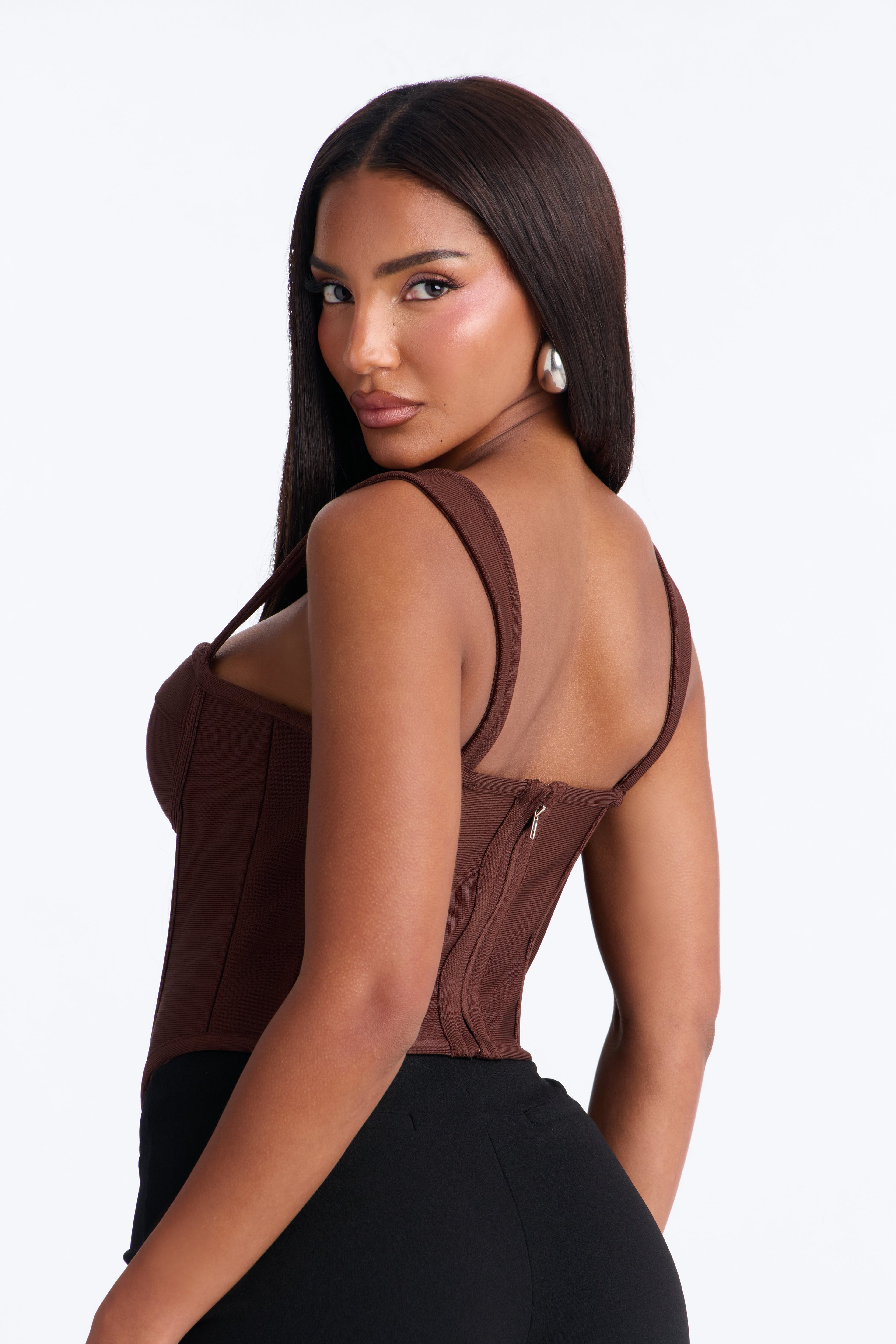 Cece Bandage Corset Top - Chocolate image 8