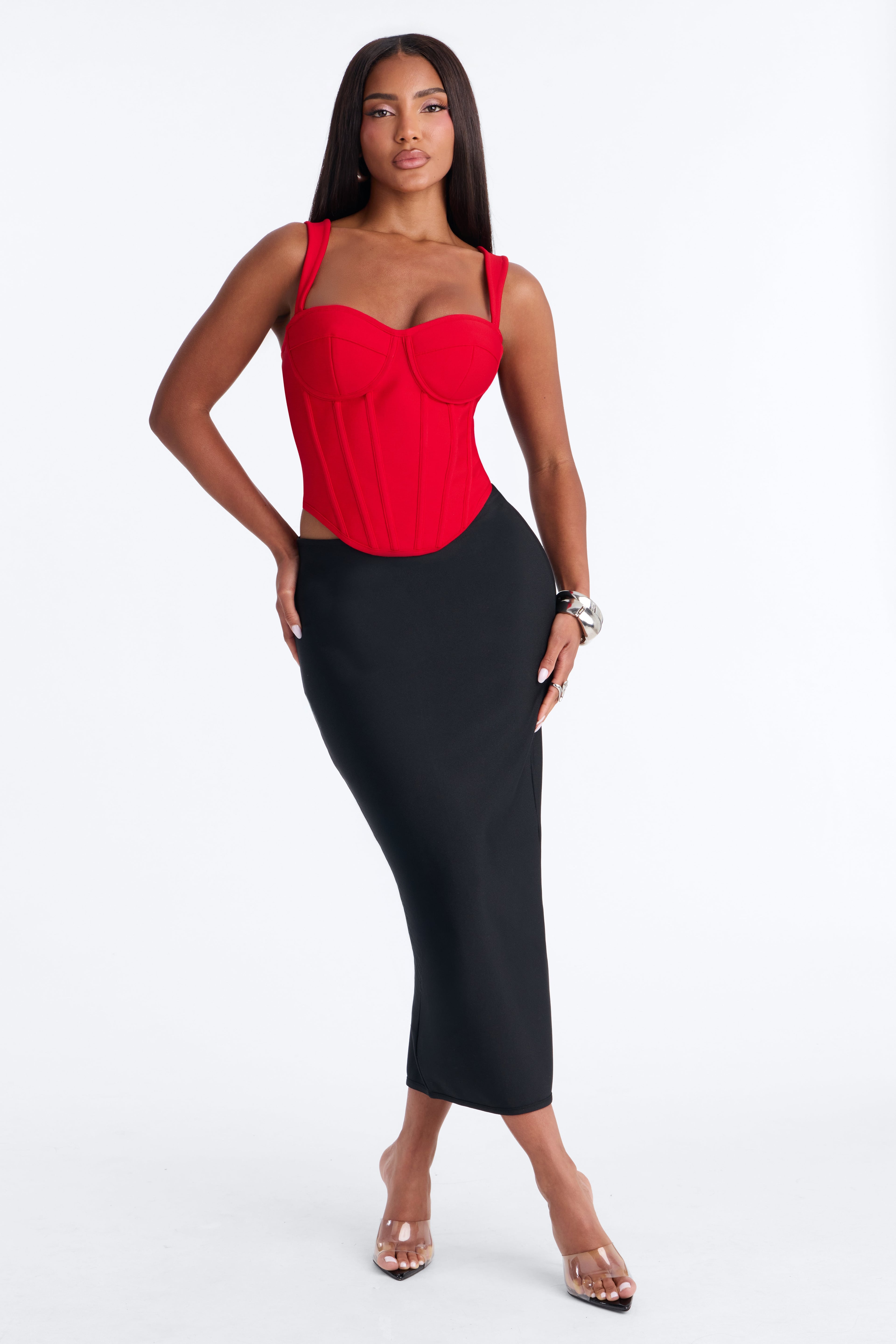 Cece Bandage Corset Top - Red image 6