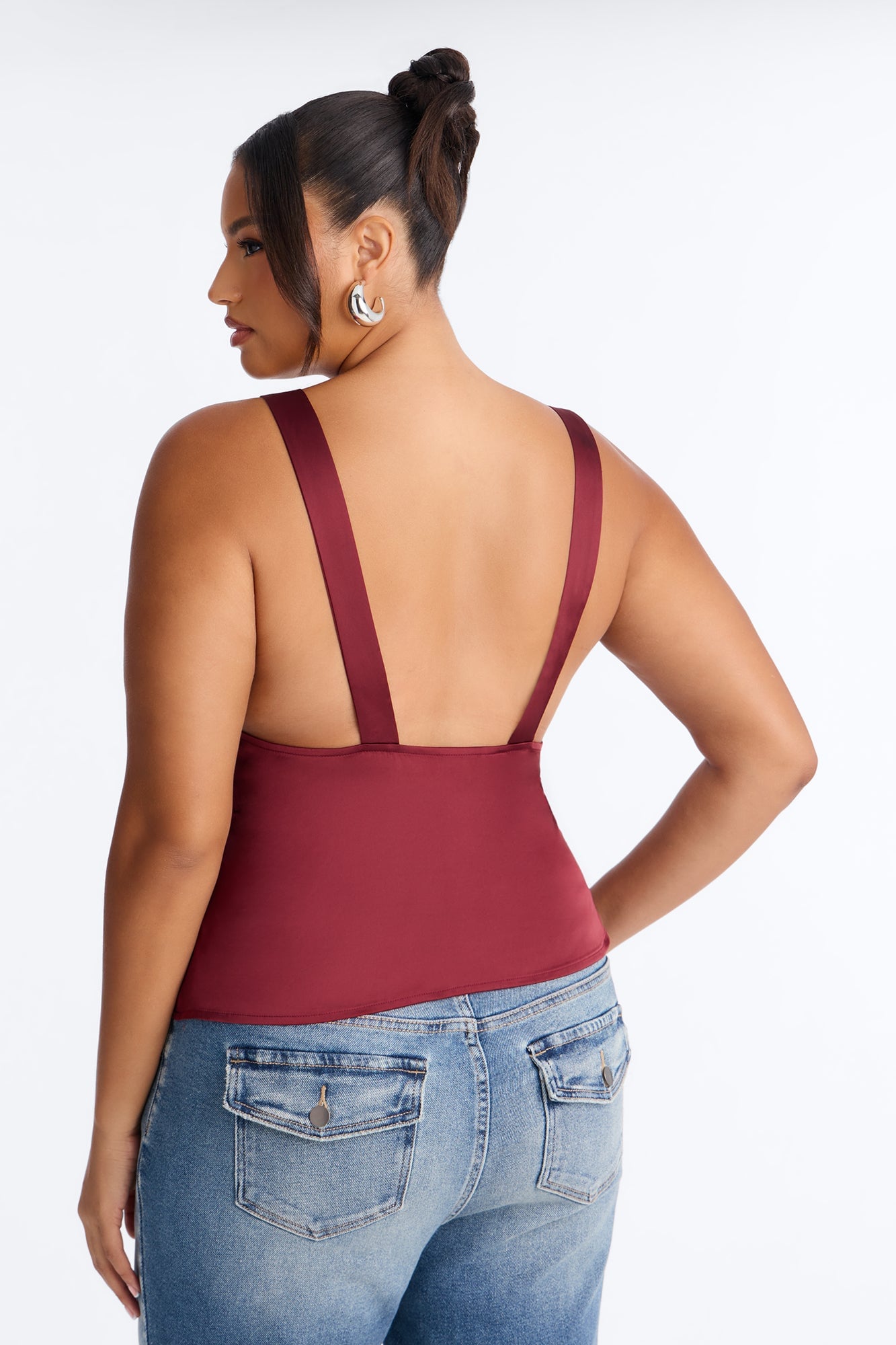 Show Me Better Lace Trim Satin Top - Burgundy image 4