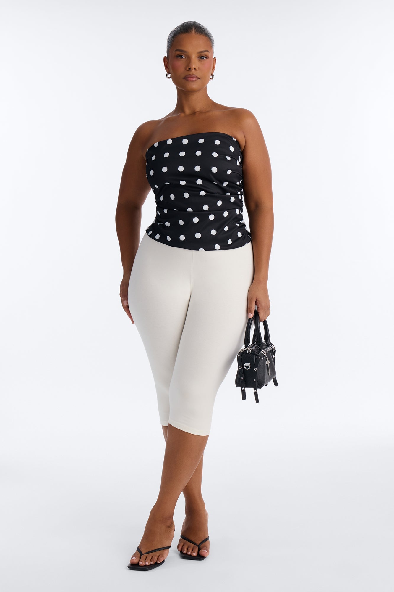 Dots Before Drama Smocked Tube Top - Black/White image 2