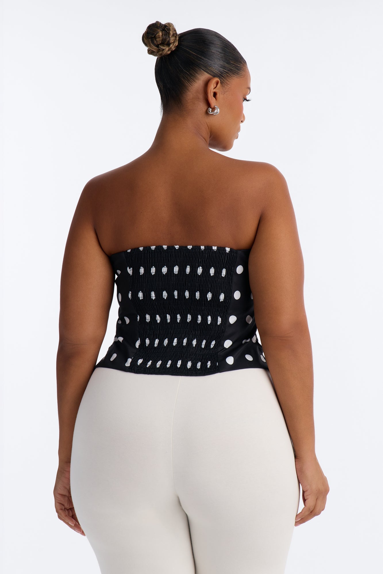 Dots Before Drama Smocked Tube Top - Black/White image 3
