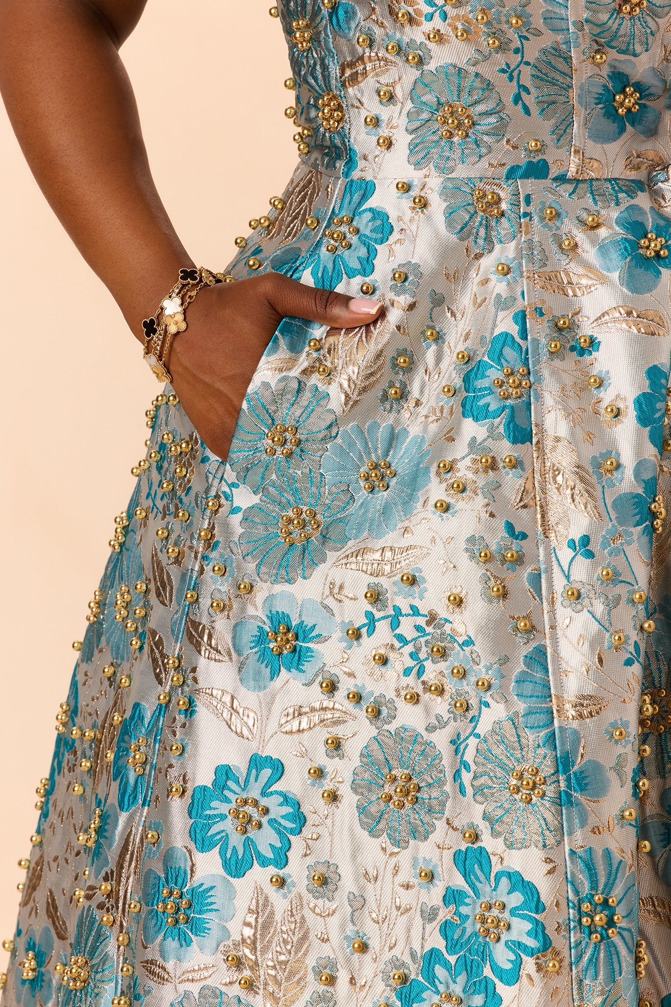 Honey Kiss Jacquard Midi Dress - Teal/combo image 5