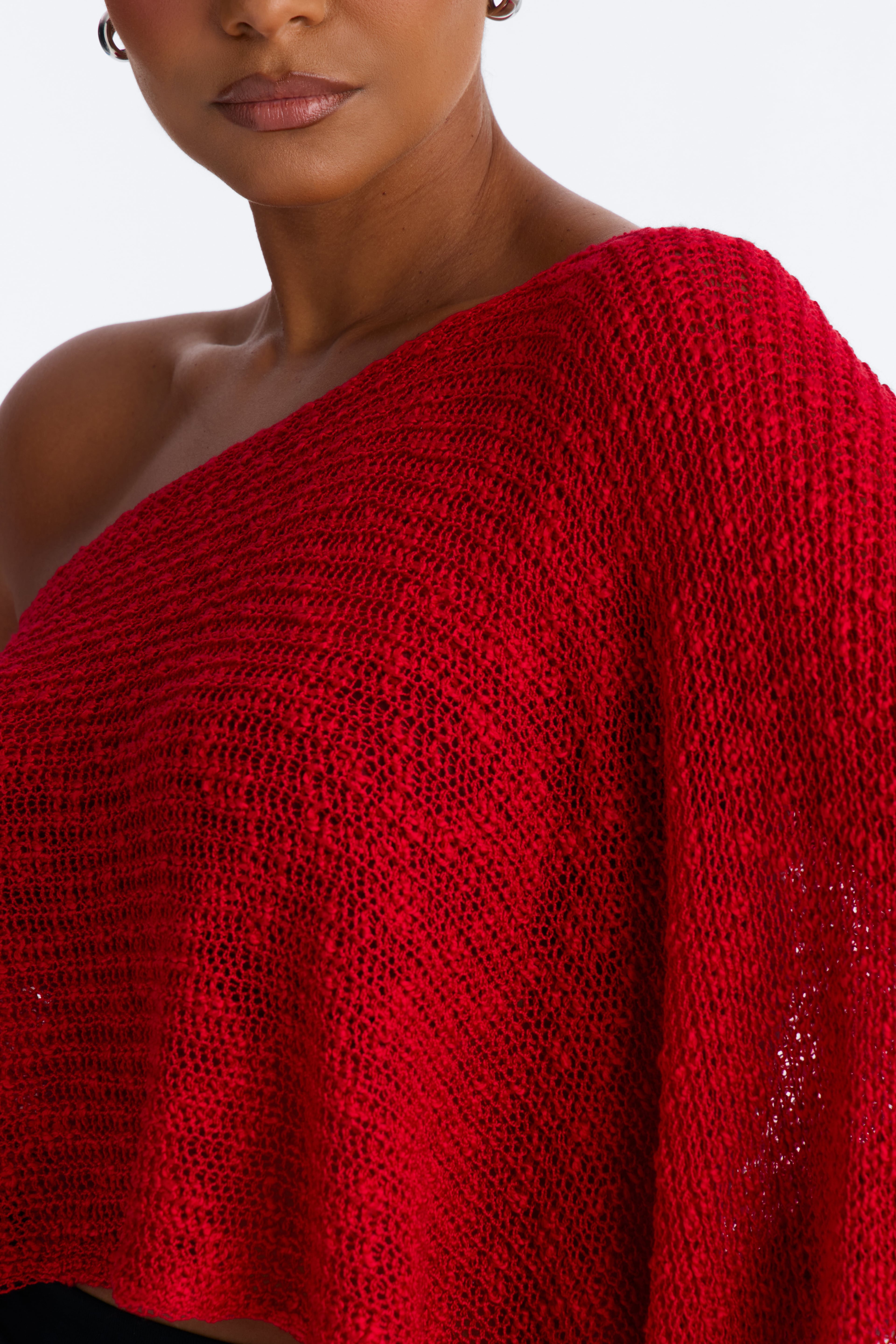Mykonos NIghts Off Shoulder Sweater Top - Red image 4