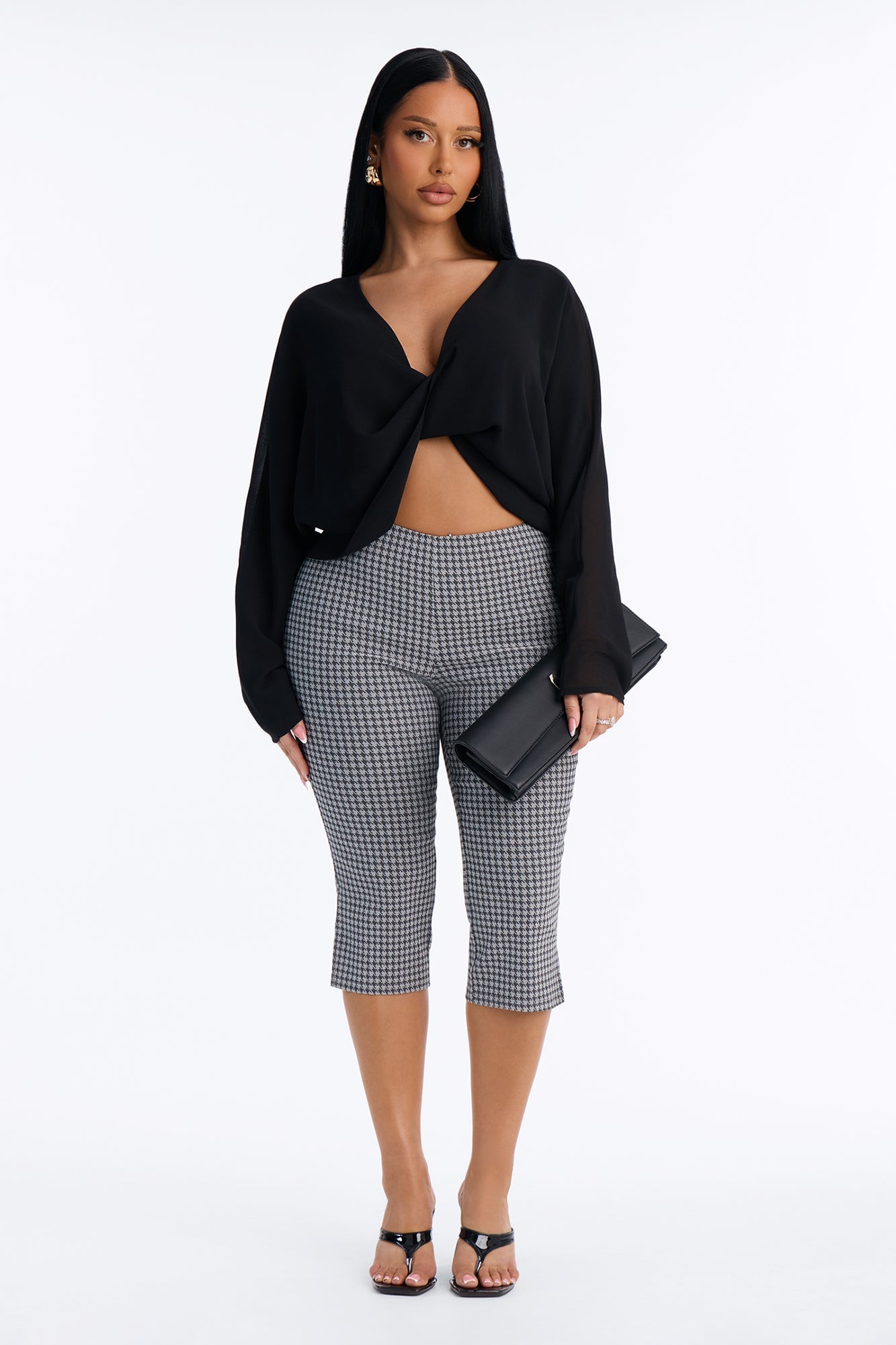 Collecting Cities Twisted Chiffon Blouse - Black image 2