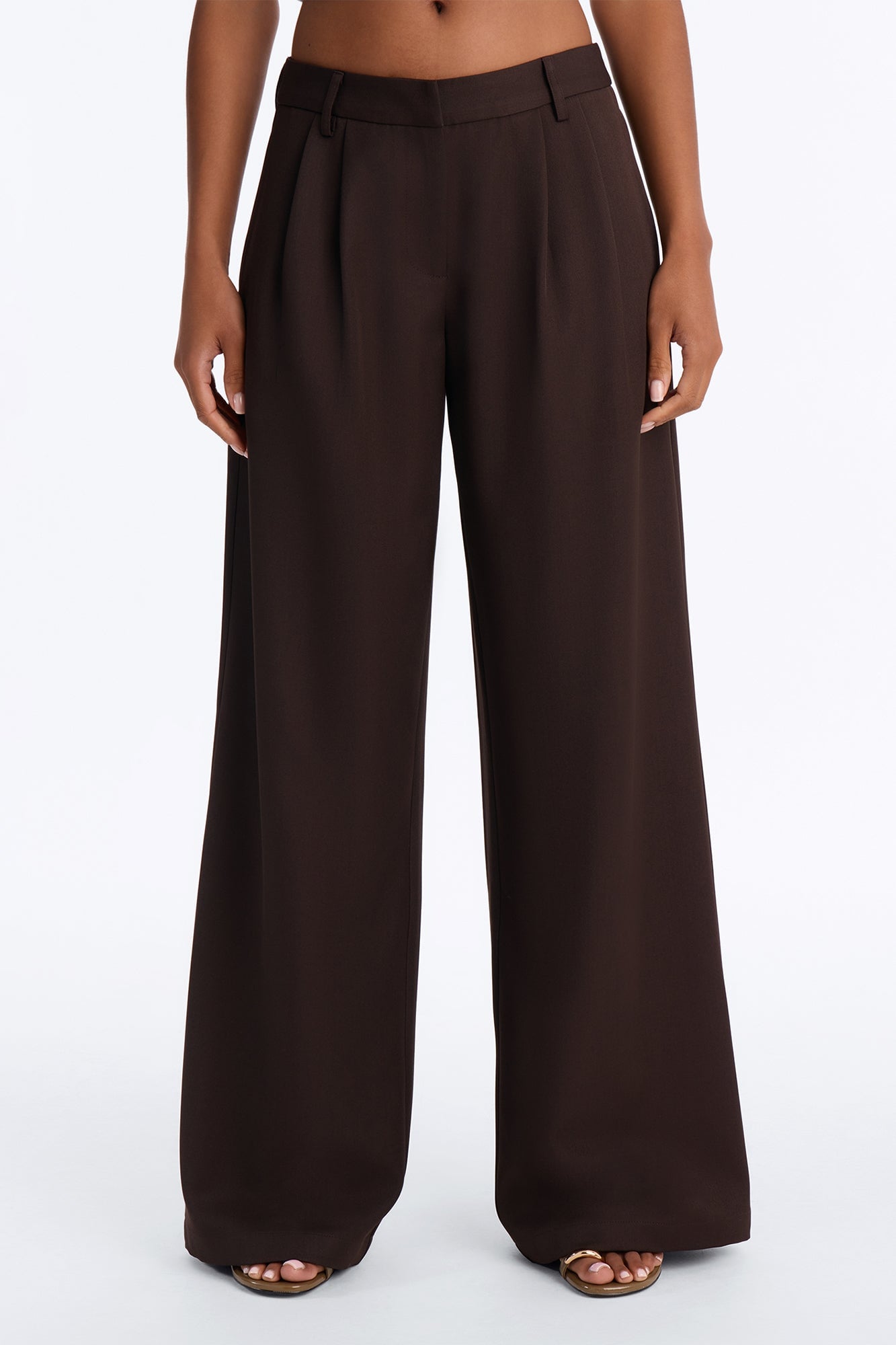 Jet Days High Rise Pleated Wide Leg Trouser - Chocolate image 6