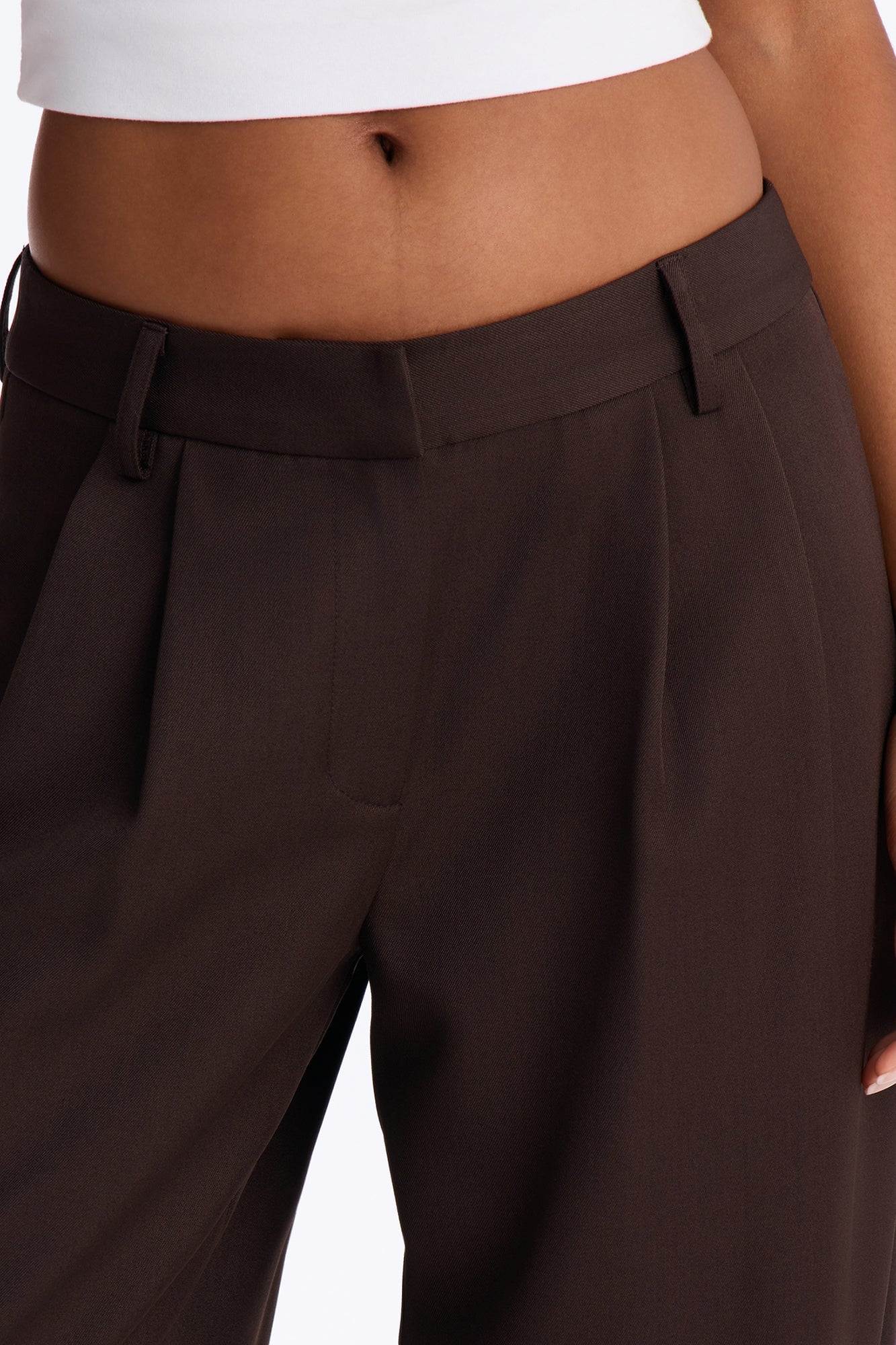 Jet Days High Rise Pleated Wide Leg Trouser - Chocolate image 7