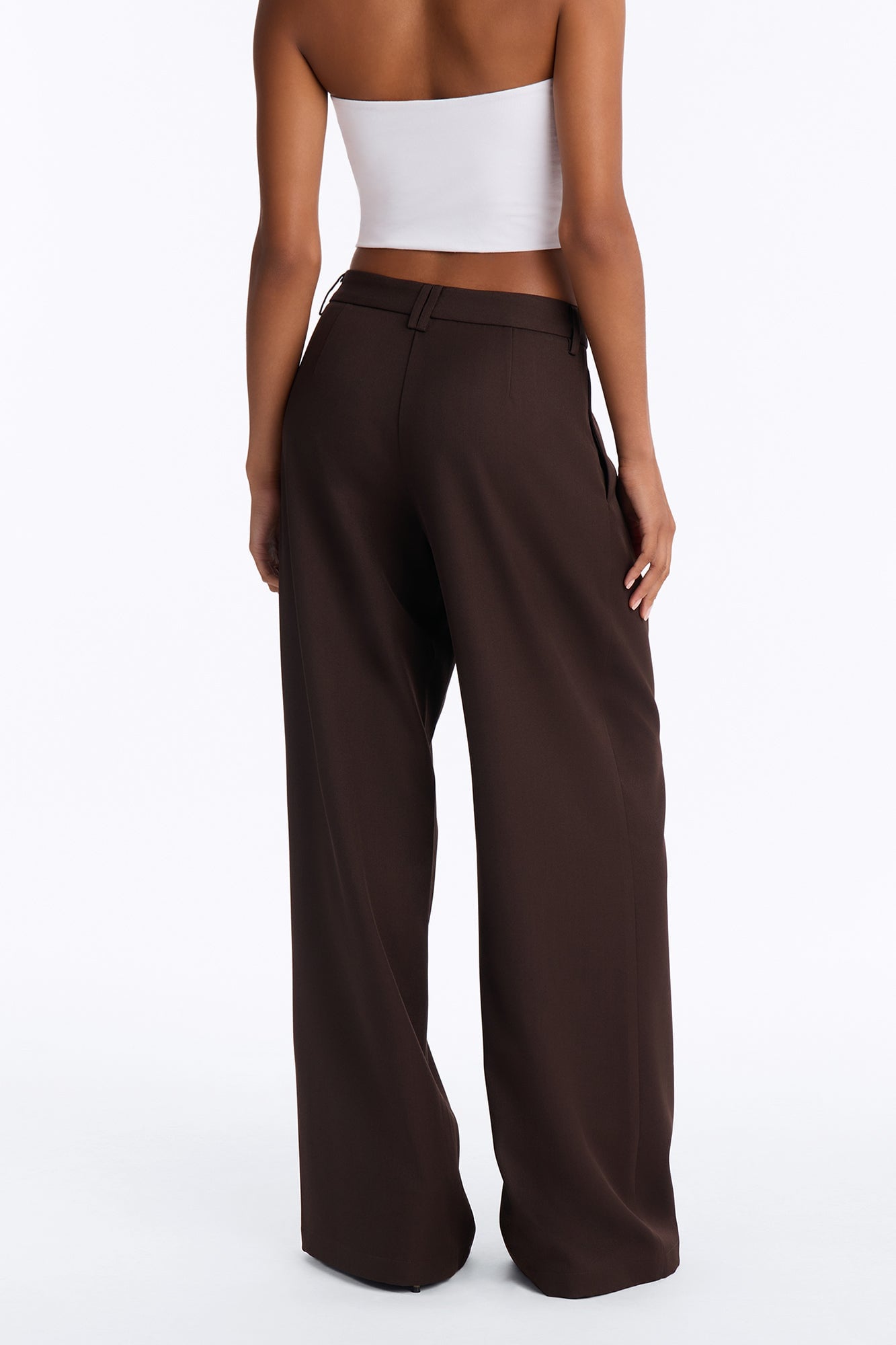 Jet Days High Rise Pleated Wide Leg Trouser - Chocolate image 8
