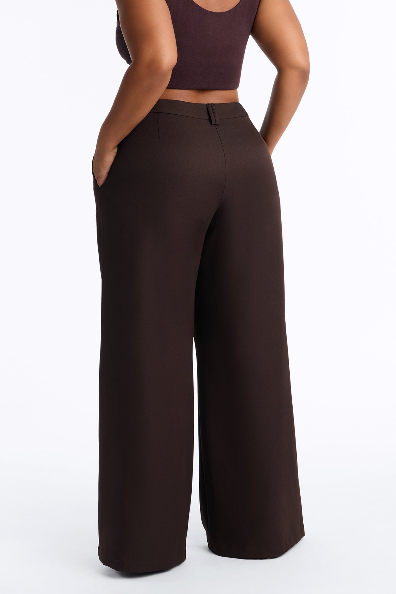 Jet Days High Rise Pleated Wide Leg Trouser - Chocolate image 4