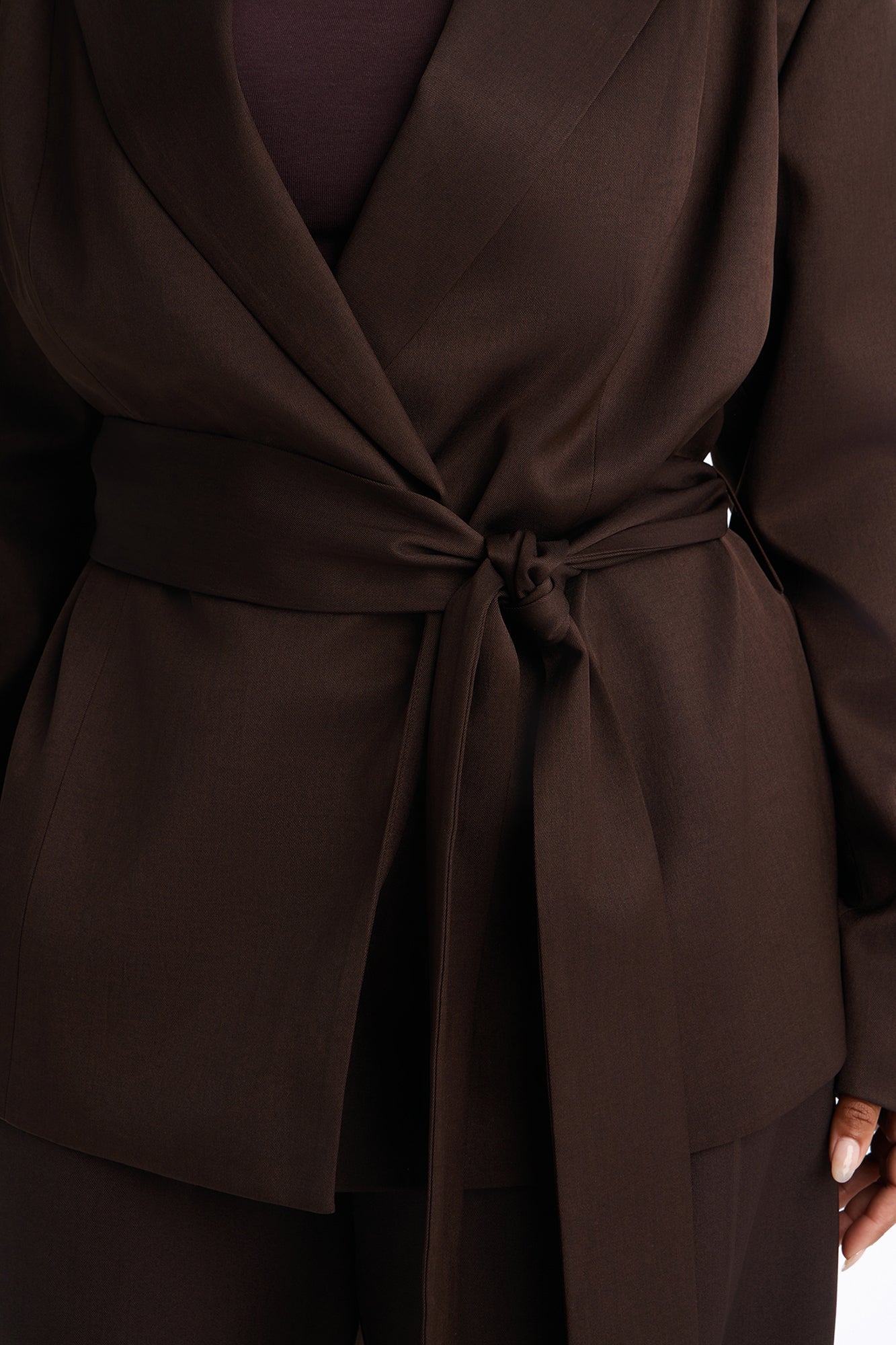 Jet Days Tie Waist Belted Blazer - Chocolate image 4