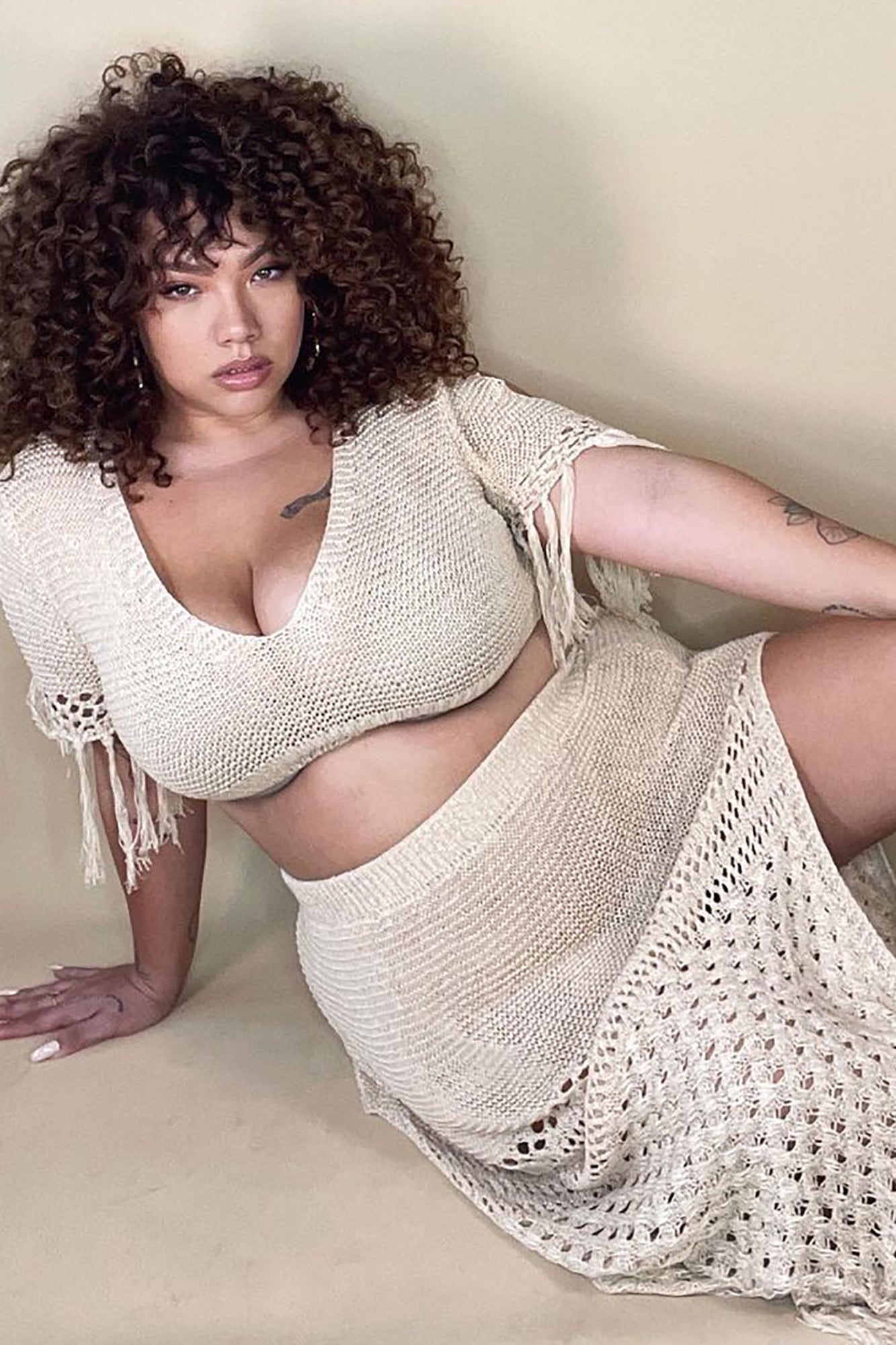 Get Away With It Crochet Skirt Set - Cream image 2