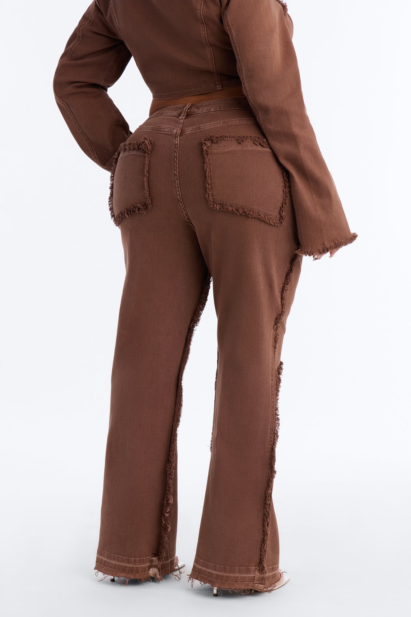 On Replay Frayed Straight Leg Jeans - Brown image 4