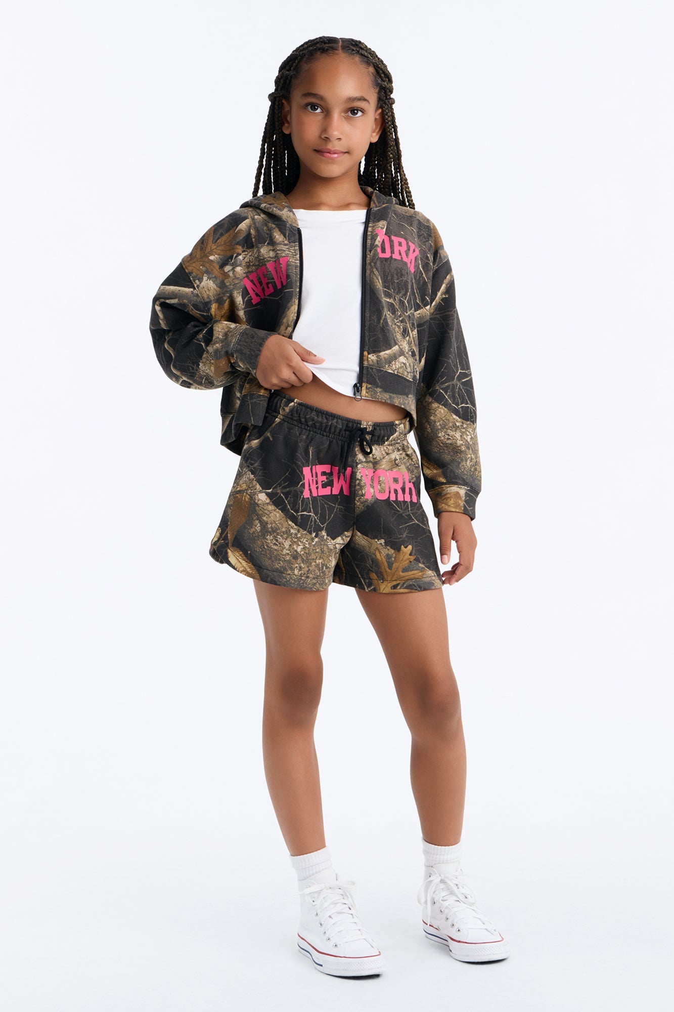 Mini Realtree New York Cropped Zip Up Sweatshirt - Black/combo image 2