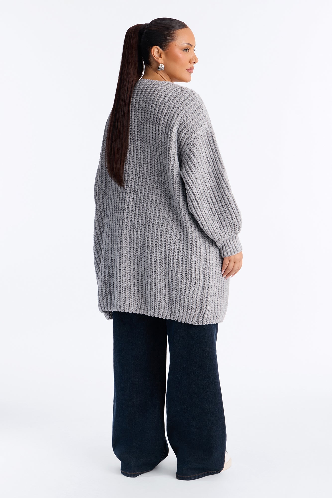 Real Love Open Front Cardigan - Heather Grey image 4
