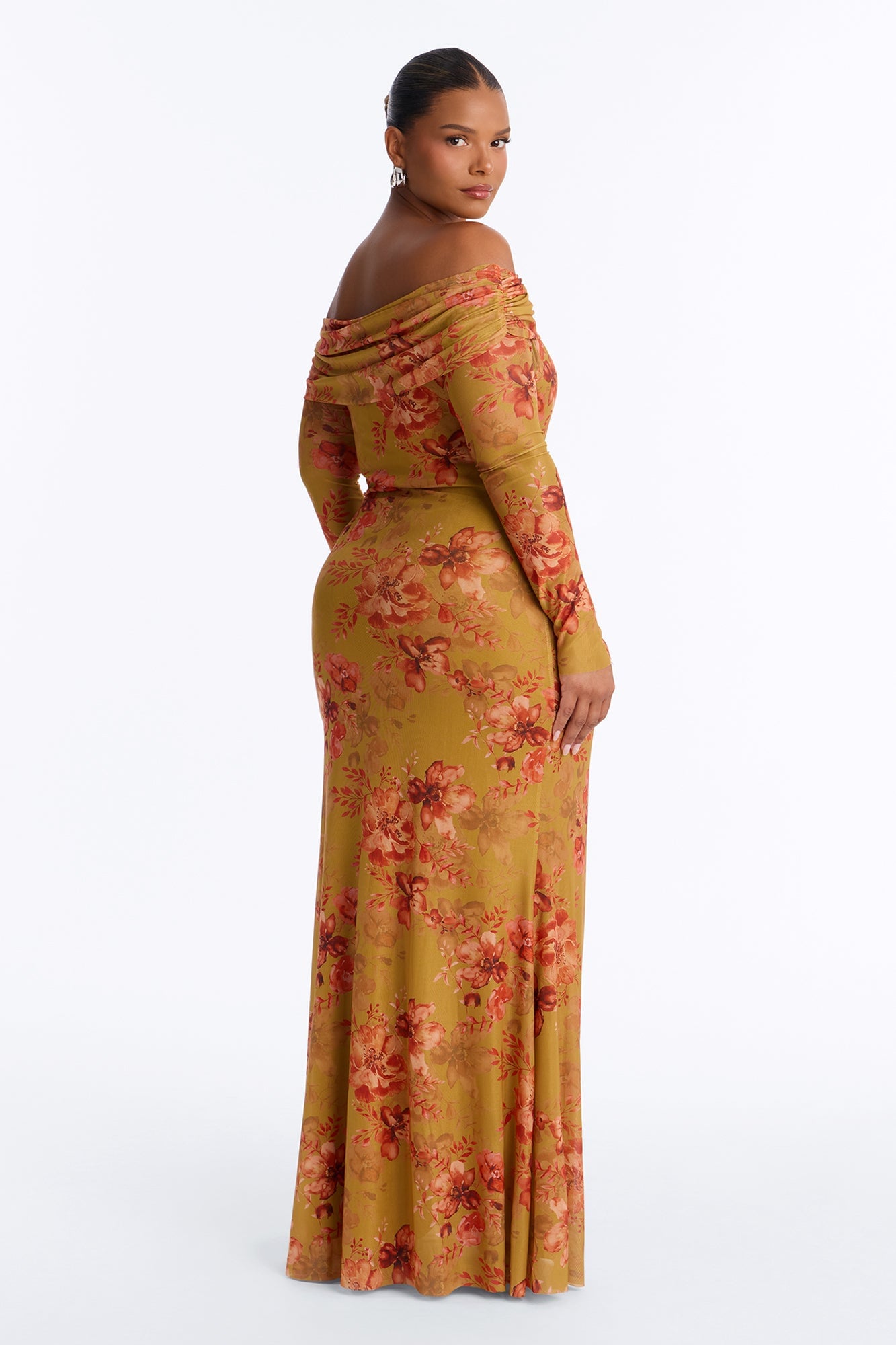 Marie Floral Mesh Maxi Dress - Mustard/combo image 4