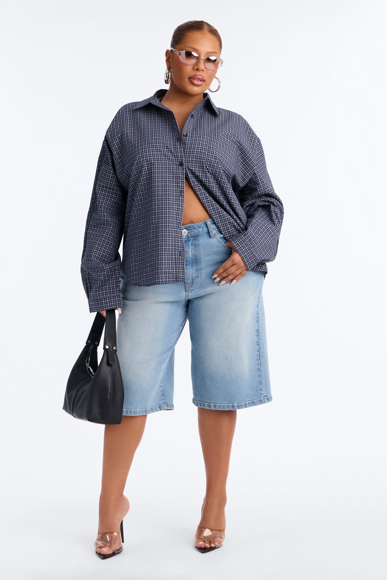 Amanza Plaid Poplin Long Sleeve Shirt - Navy/combo image 1