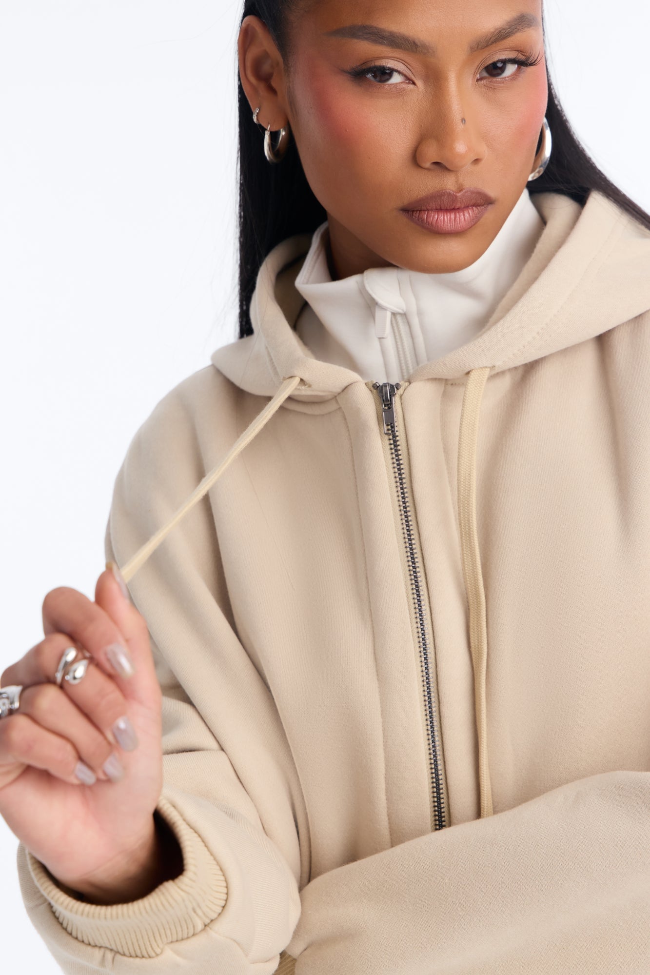 Sunday Lounge Fleece Hooded Long Jacket - Taupe image 7