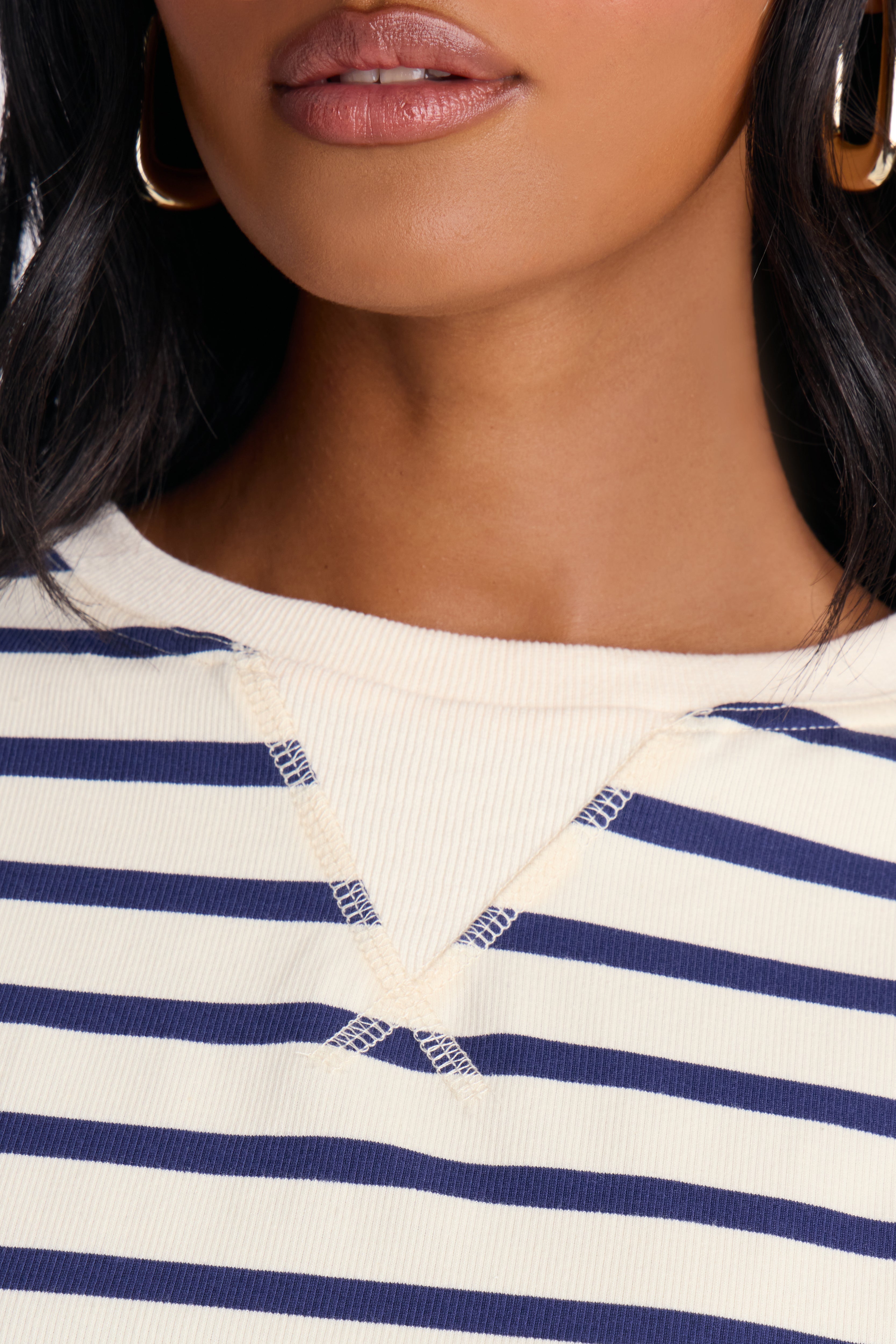 Stay Cool Striped Oversized Long Sleeve Top - Navy/combo image 7
