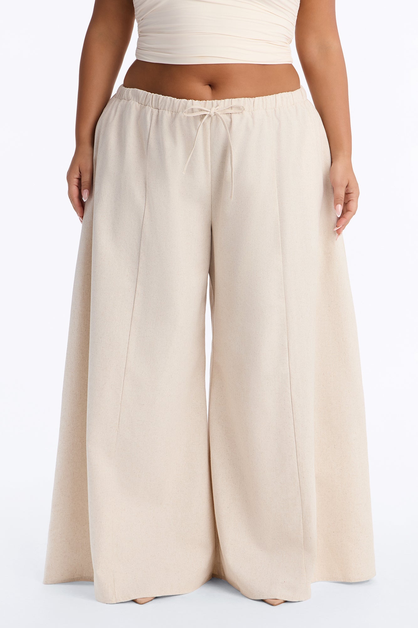 Off Shore Wide Leg Linen Drawstring Pant - Natural image 2