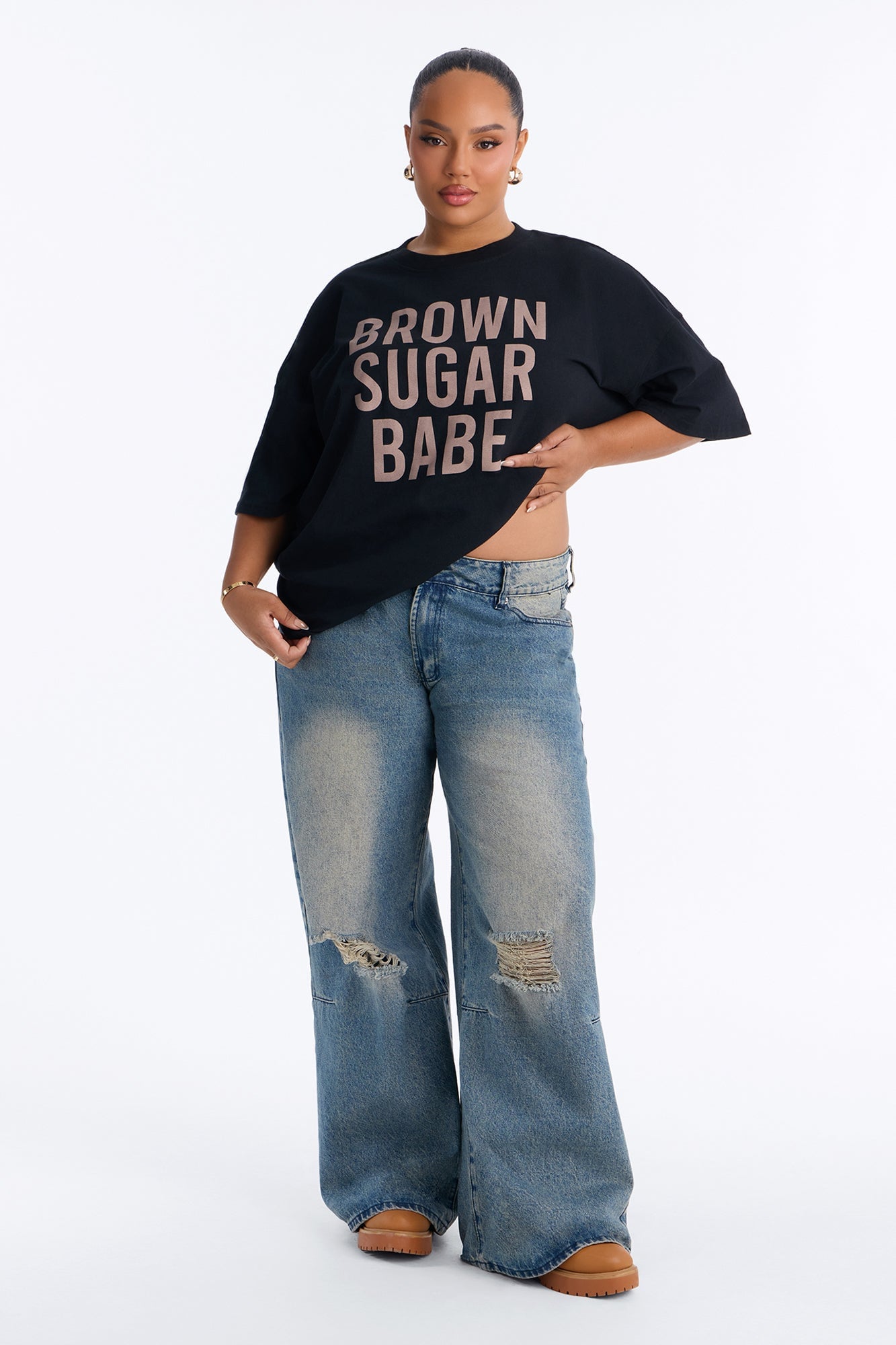 Brown Sugar Babe Washed Tee - Black image 2