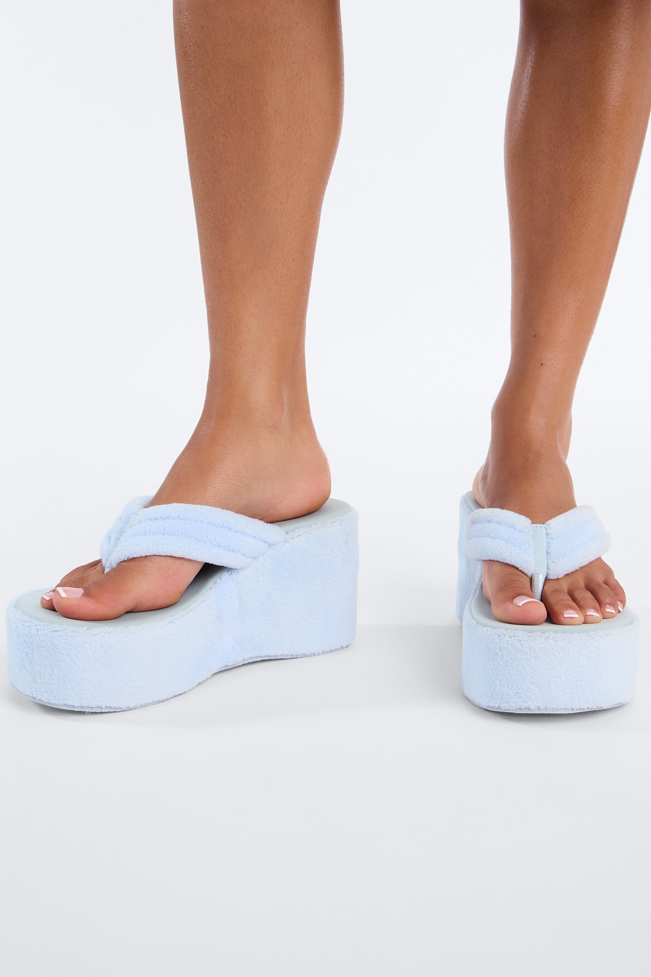 Hot Springs Terry Thong Wedges - Light Blue image 2