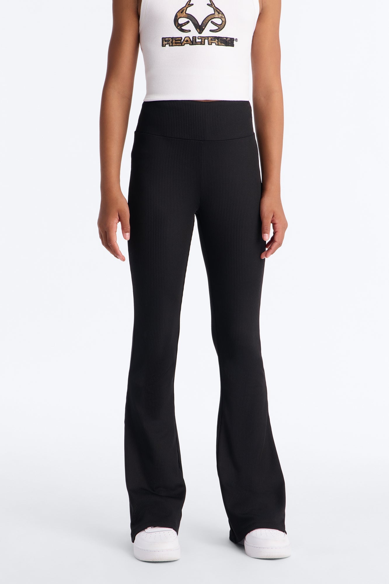 Mini Amber Ribbed Flare Pant - Black image 2