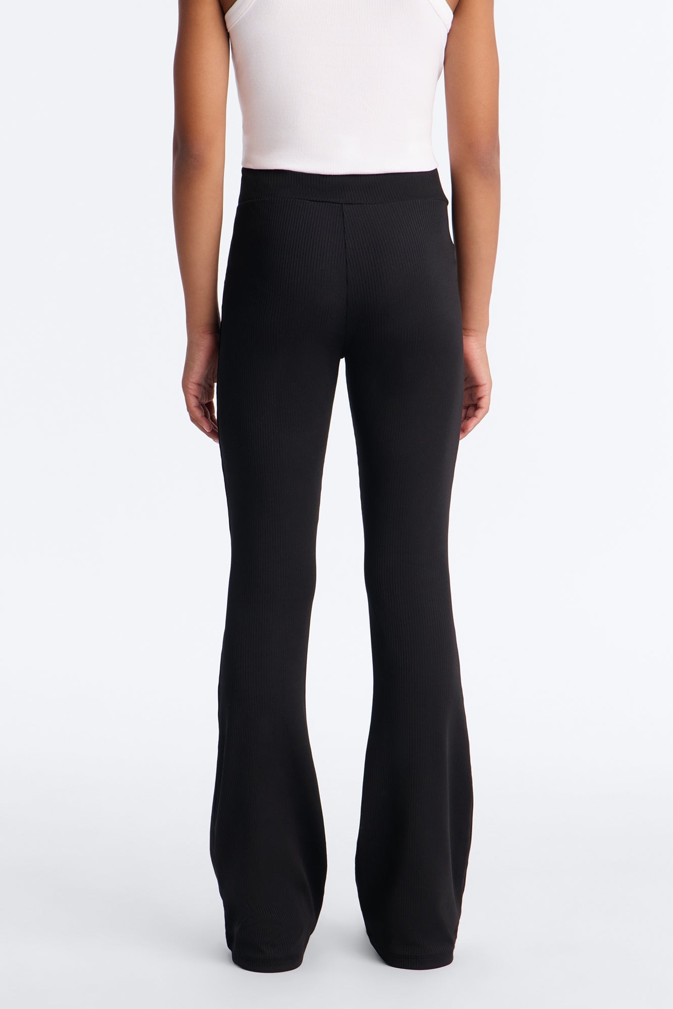 Mini Amber Ribbed Flare Pant - Black image 3