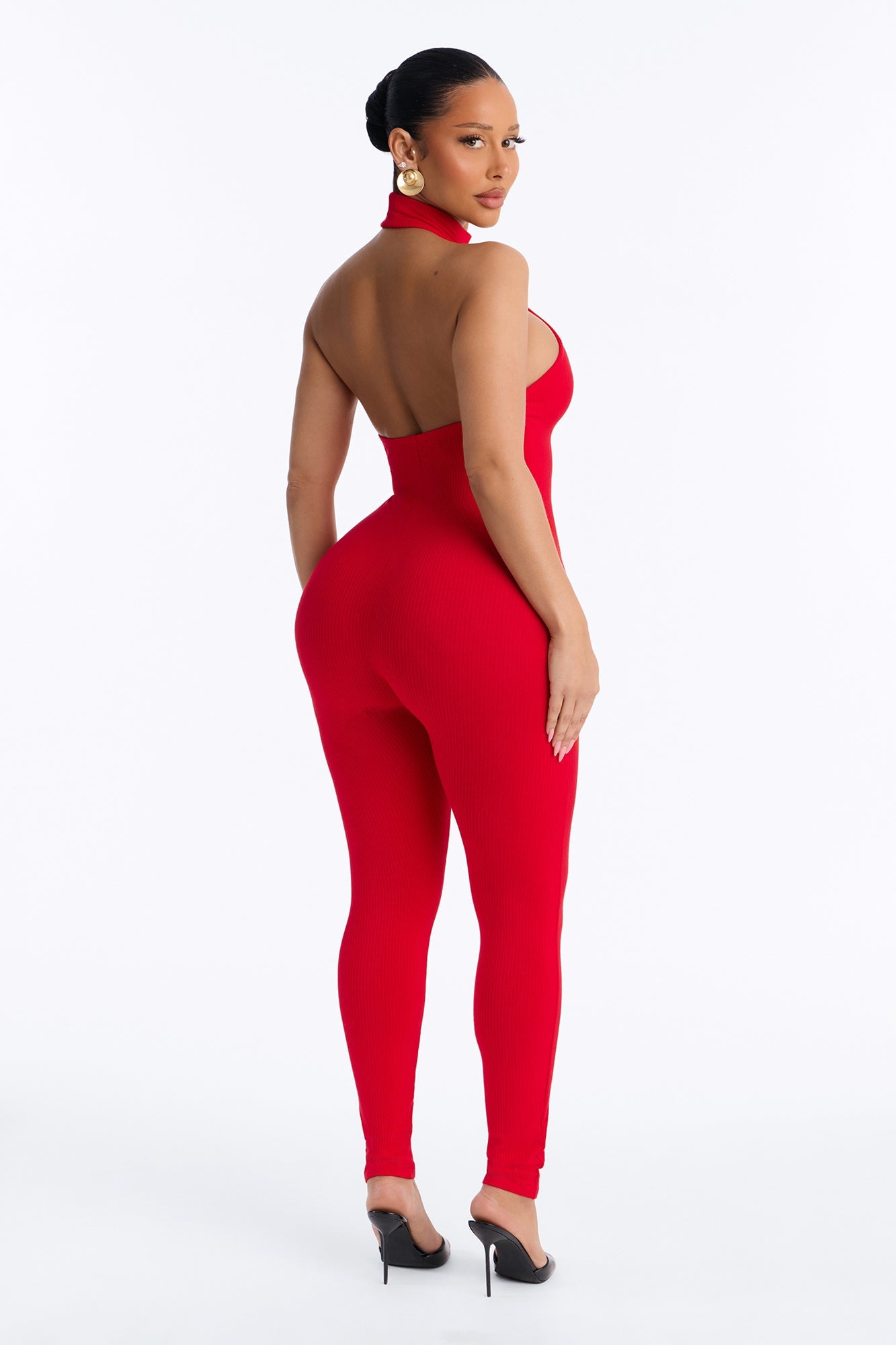 Rubi Ribbed Jumpsuit - Red image 4