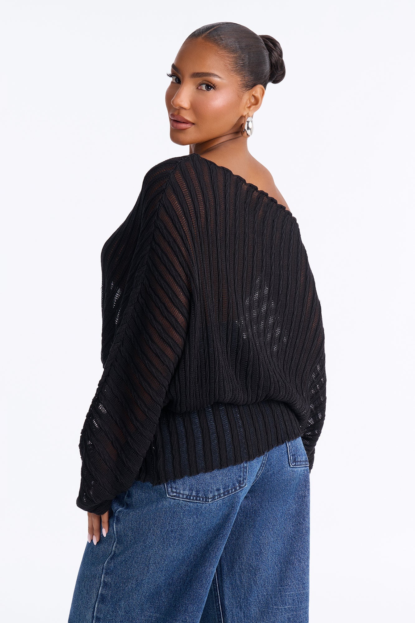 Silent Romance Tie Waist Pullover Sweater - Black image 8