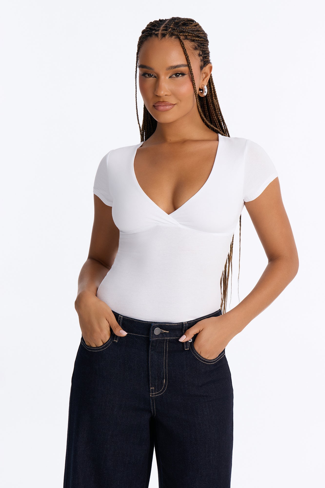 Becca V Neck Baby Tee - White image 1