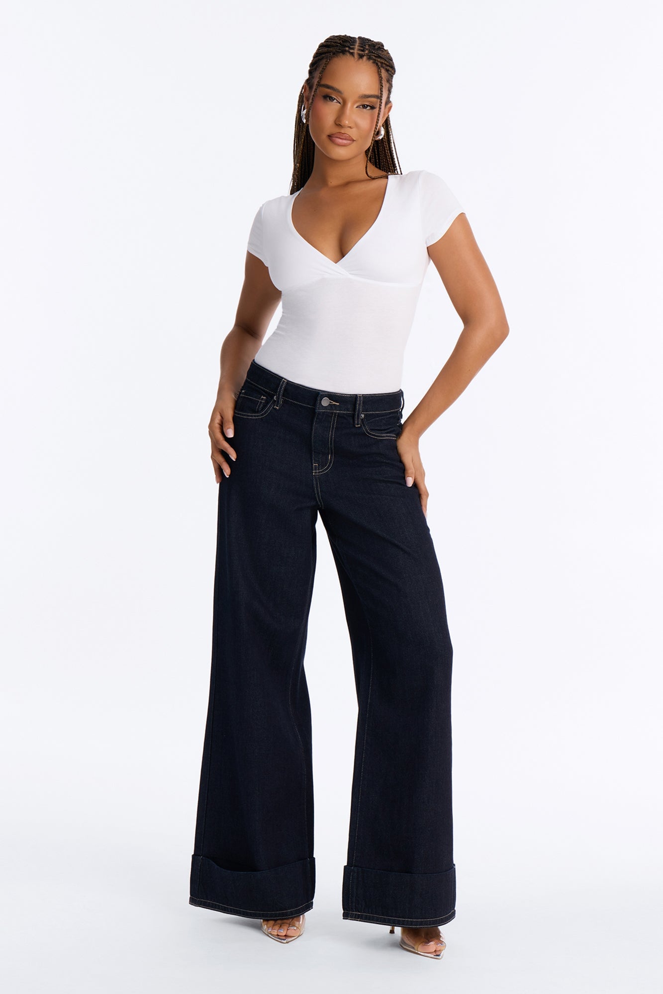 Becca V Neck Baby Tee - White image 2