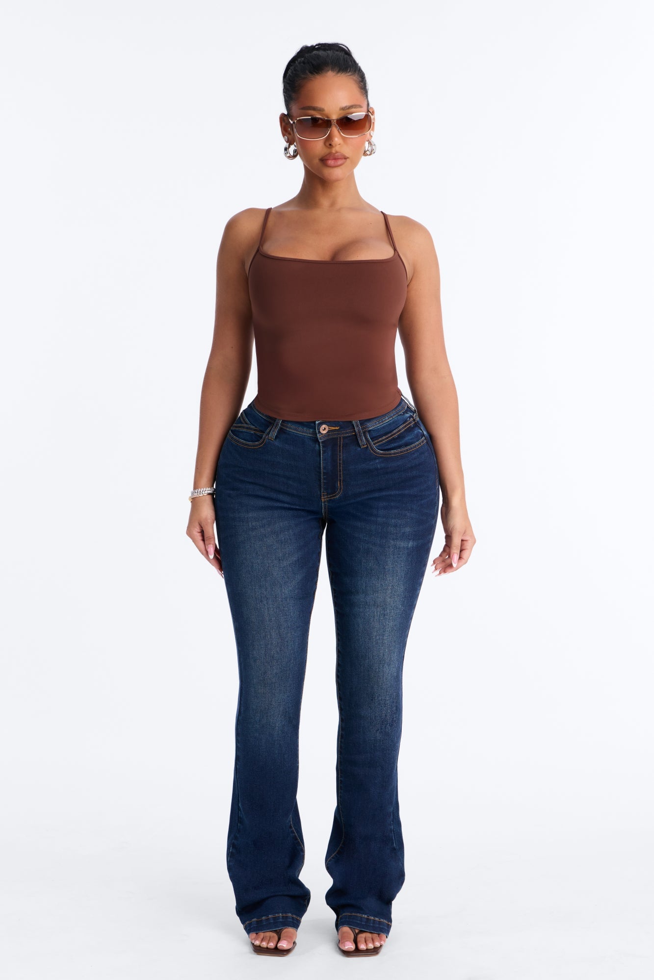 On The Go Spaghetti Strap Tank Top - Brown image 2